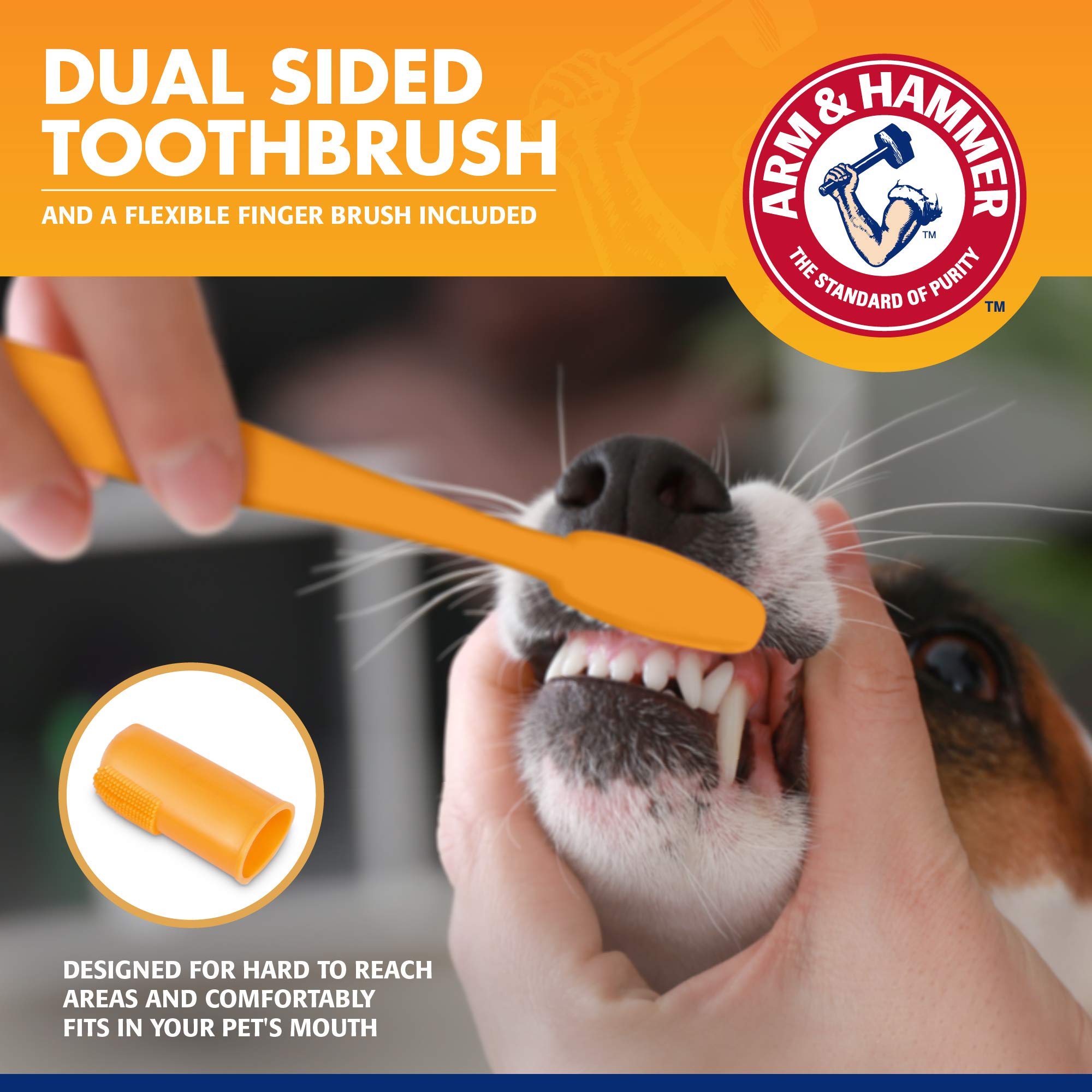 Arm & Hammer for Pets Tartar Control Kit for Dogs | Contains Toothpaste, Toothbrush & Fingerbrush | Reduces Plaque & Tartar Buil