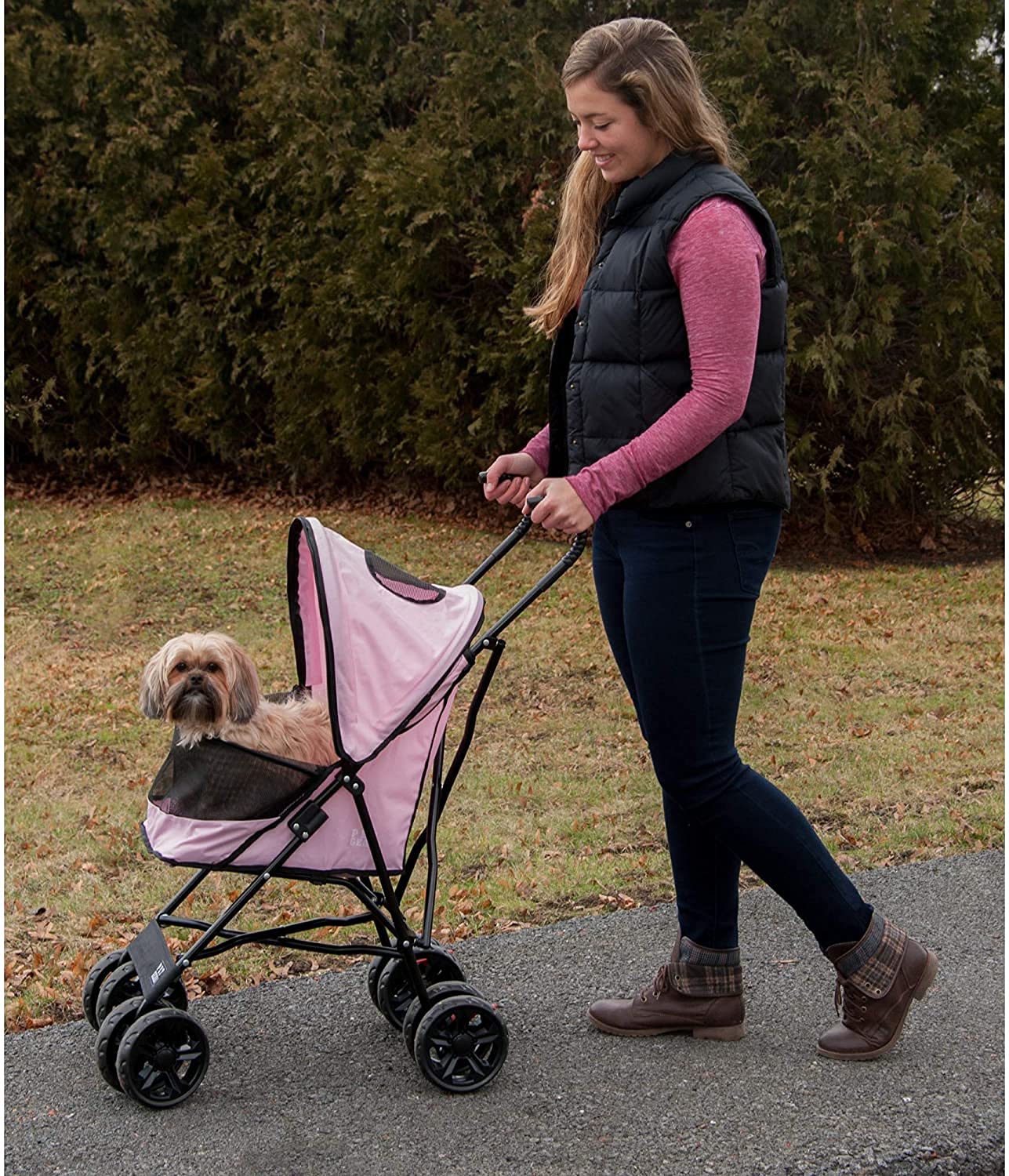 Pet Gear Travel Lite Plus Stroller, Compact, Easy Fold, No Assembly Required, Large Wheels For Cats And Dogs Up To 15 Pounds, 3