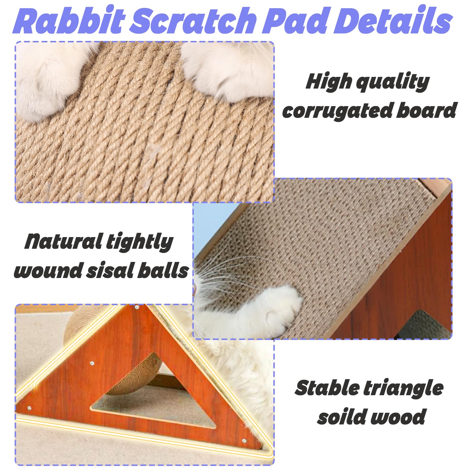 Niwaes Rabbit Scratching Pad Cardboard, Natural Sisal Bunny Scratch Ball 2-In-1 Rabbits Enrichment Toys Pet Scratcher Interactiv