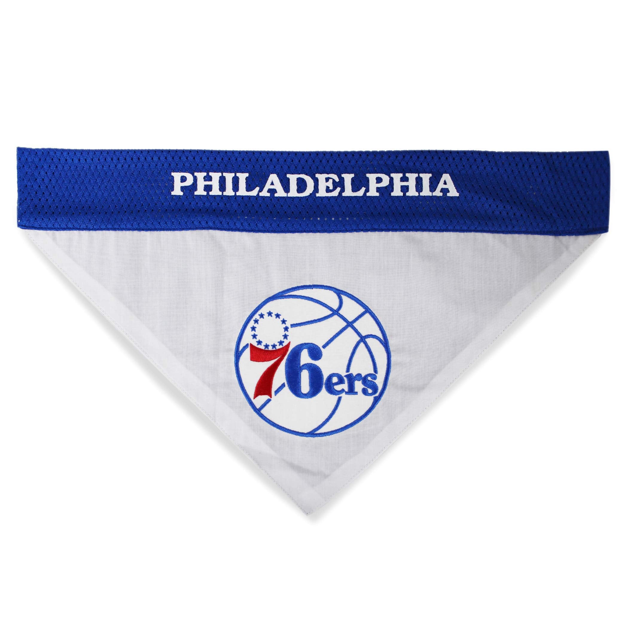 Nba Dog Bandana - Philadelphia 76Ers Reversible Pet Bandana. 2 Sided Home & Away Sports Bandana With A Premium Embroidery Team L
