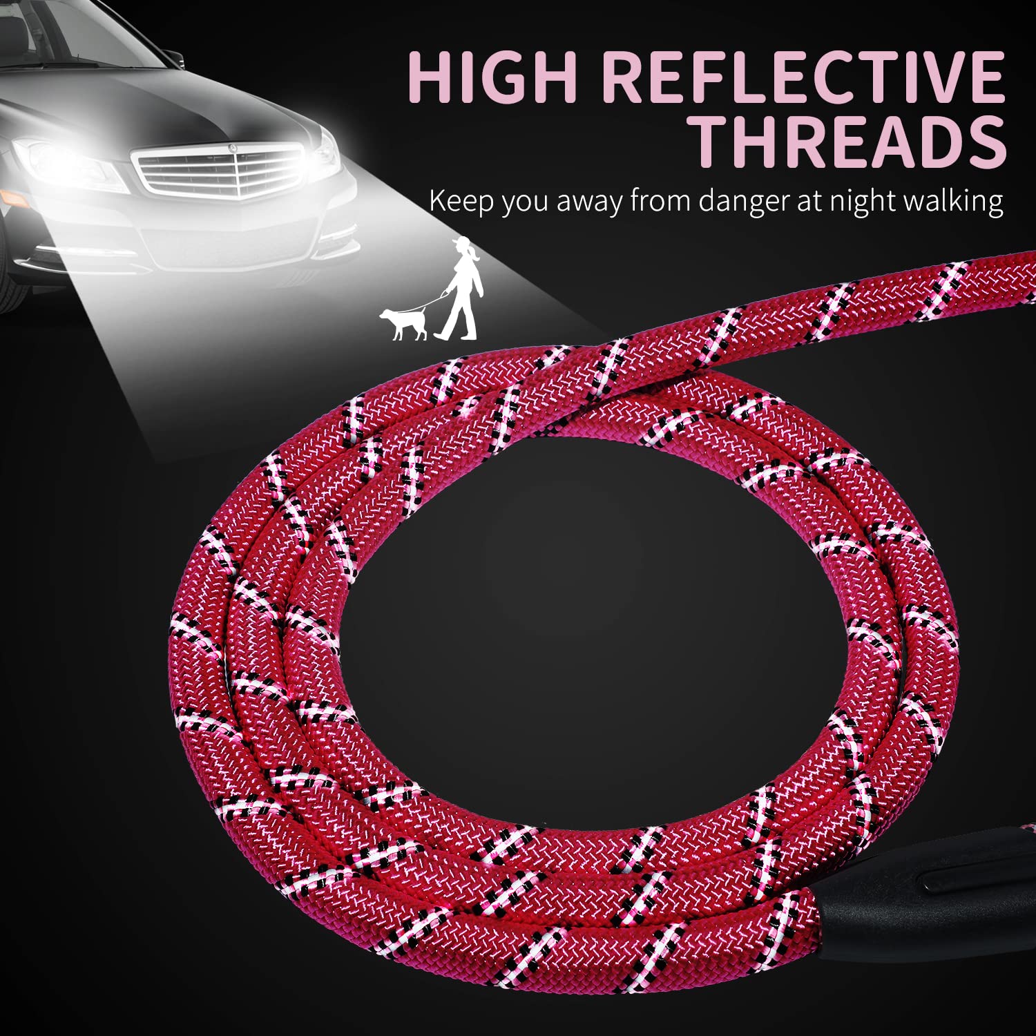 Long Dog Leash For Training 15Ft-Reflective Nylon Rope With Swivel Hook-Recall Agility Lead For Large Small Medium Dogs Outside