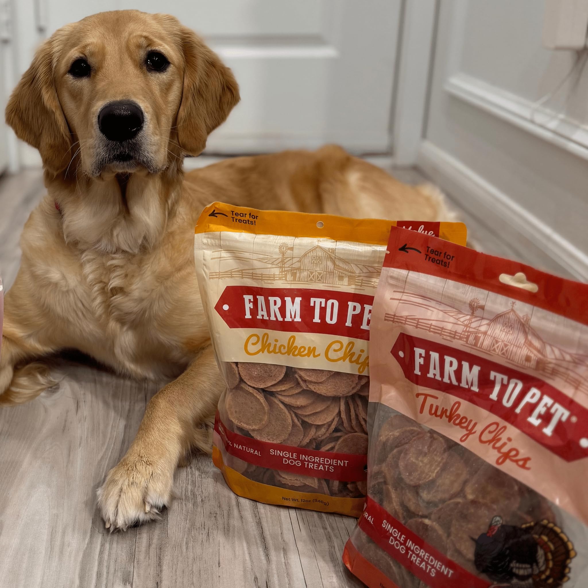 Farm To Pet - Dog Treats Chicken & Turkey Chip Protein Value Pack, 100% All Natural, Single Ingredient Training Treats, Made in
