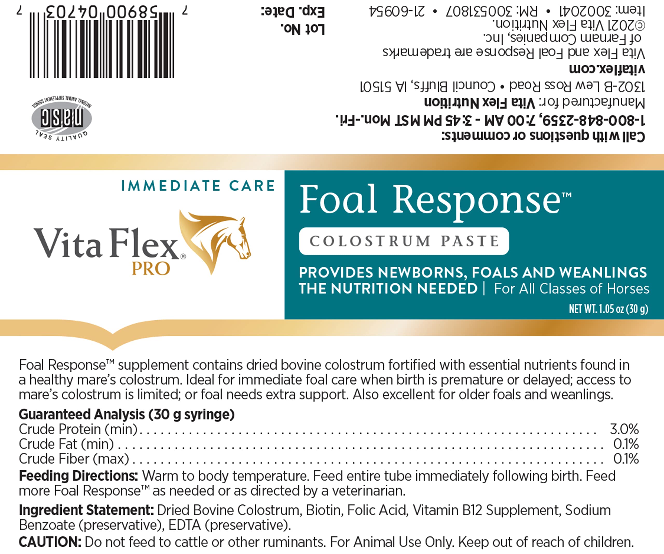 Farnam Vita Flex Pro Foal Supplement and Response, Immediate Care Colostrum Paste 1.05 Ounces