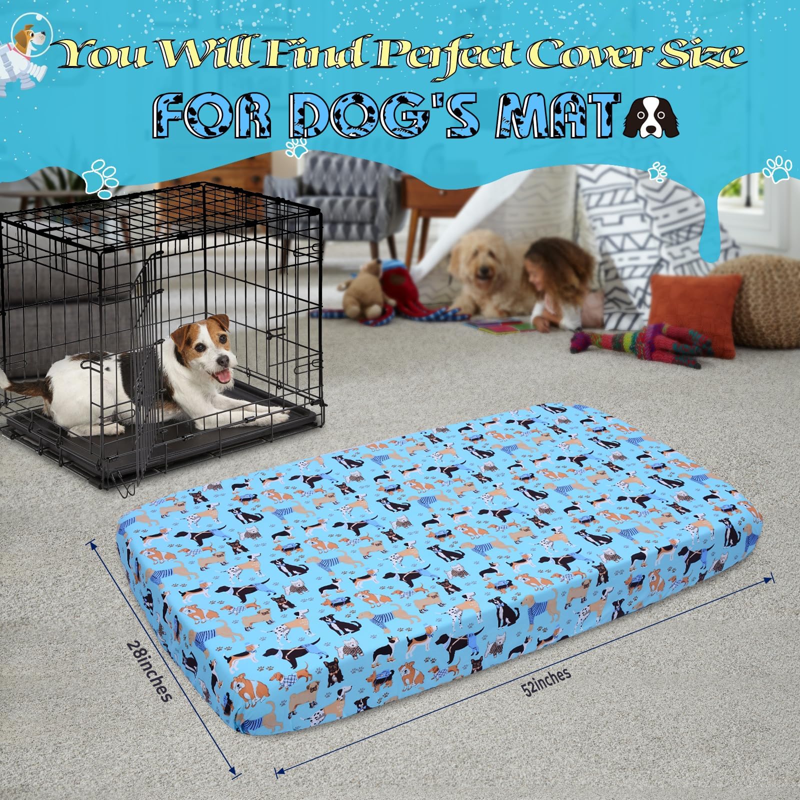 Suyfhdc Dog Bed Cover-Washable Dog Bed Cover, Dog Bed Replacement Cover,Cotton Waterproof Warm Dog Mattress Cover,Bed Cover For