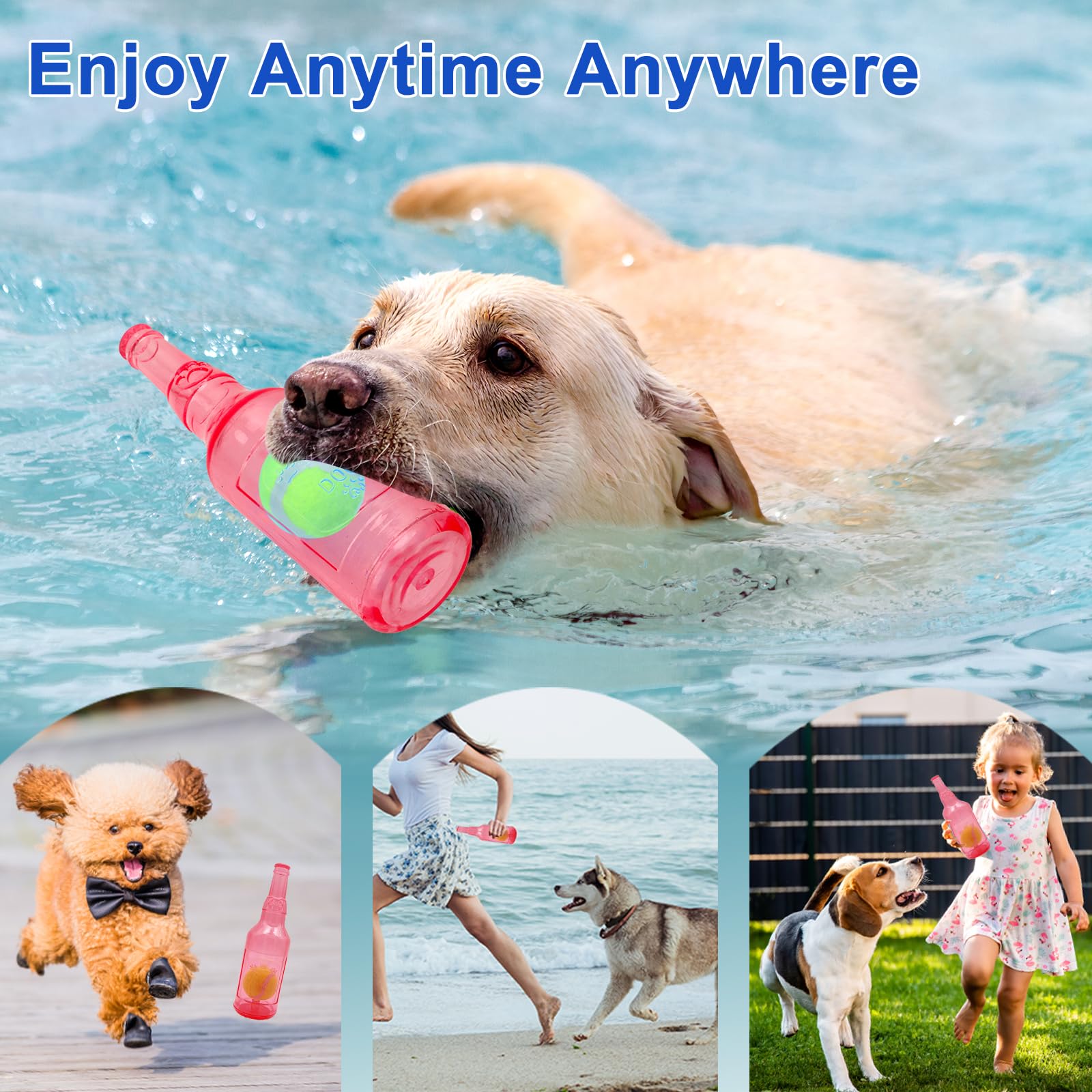 Generic Squeaky Chew Toy For Dogs, Tpr Bottle With Tennis Ball Inside (Pink, Small)