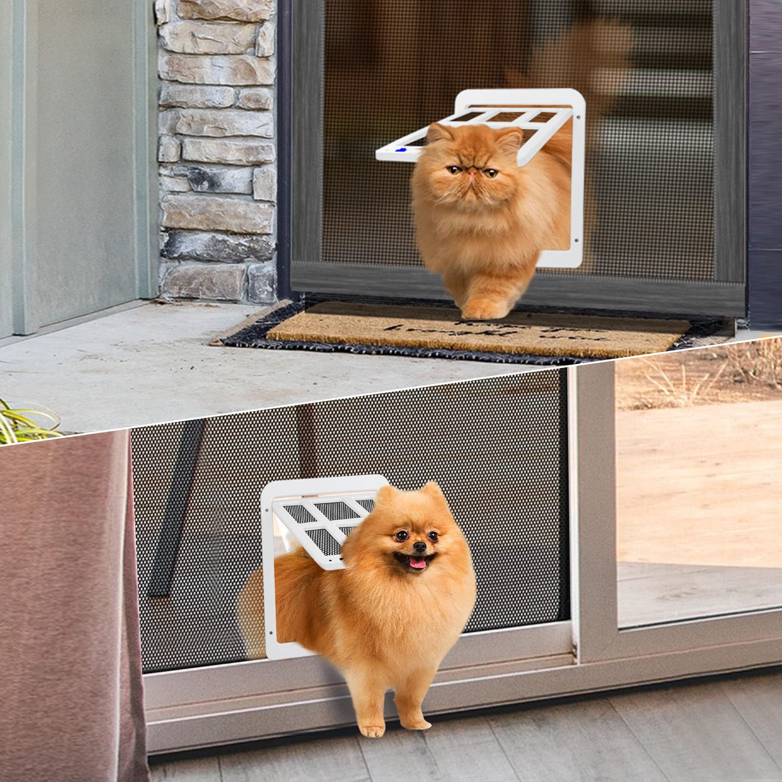 Namsan Cat Screen Door, Flap Opening 8.3 X 10.3 Inches, Doggie Door For Screen Door, Window Cat Door Magnetic Self-Closing, Cat