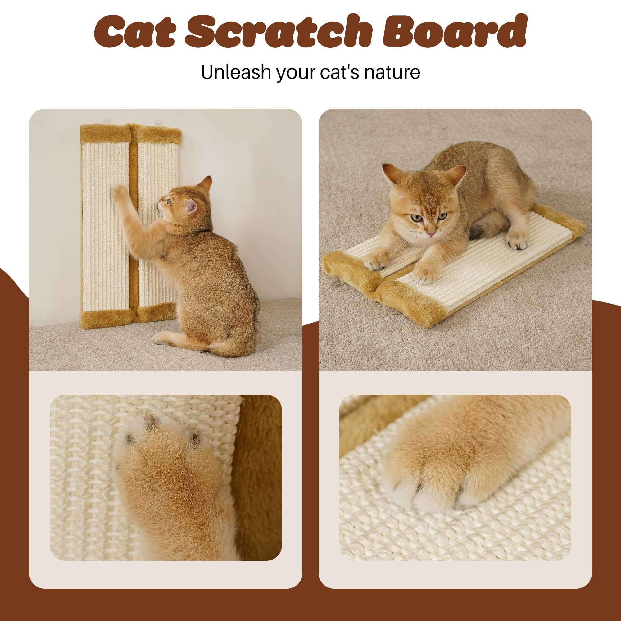 Lahas 2 Pcs Cat Wall Corner Scratcher Furniture Protector Kittens Scratch Board Sisal Cat Scratching Pad Wall Mounted For Indoor Cats