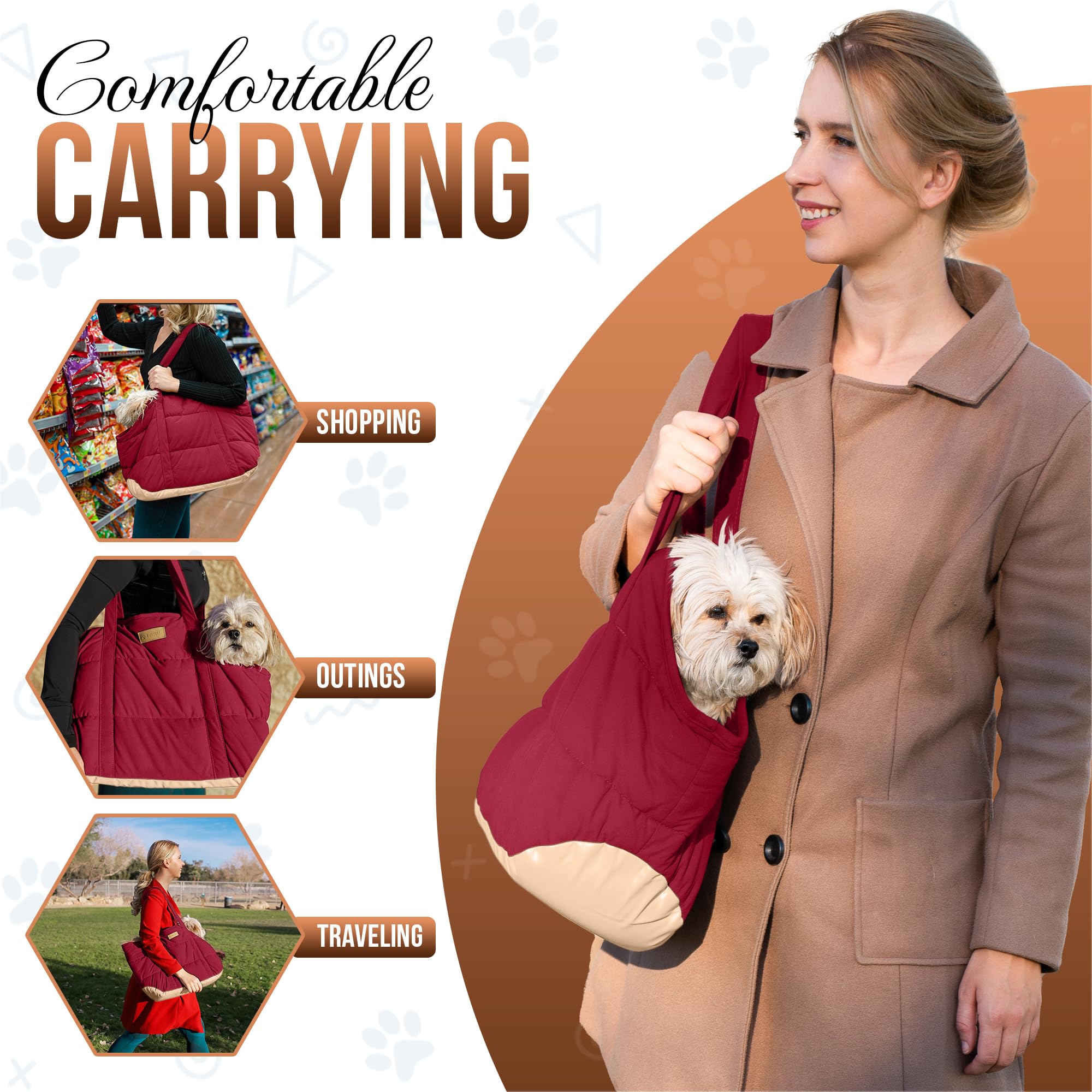 Noblepup Cozy Plush Dog Purse Carrier For Small Dogs - Dog Carrier Purse With Secure Harness Clip, Dog Tote Bag For Small Dogs A