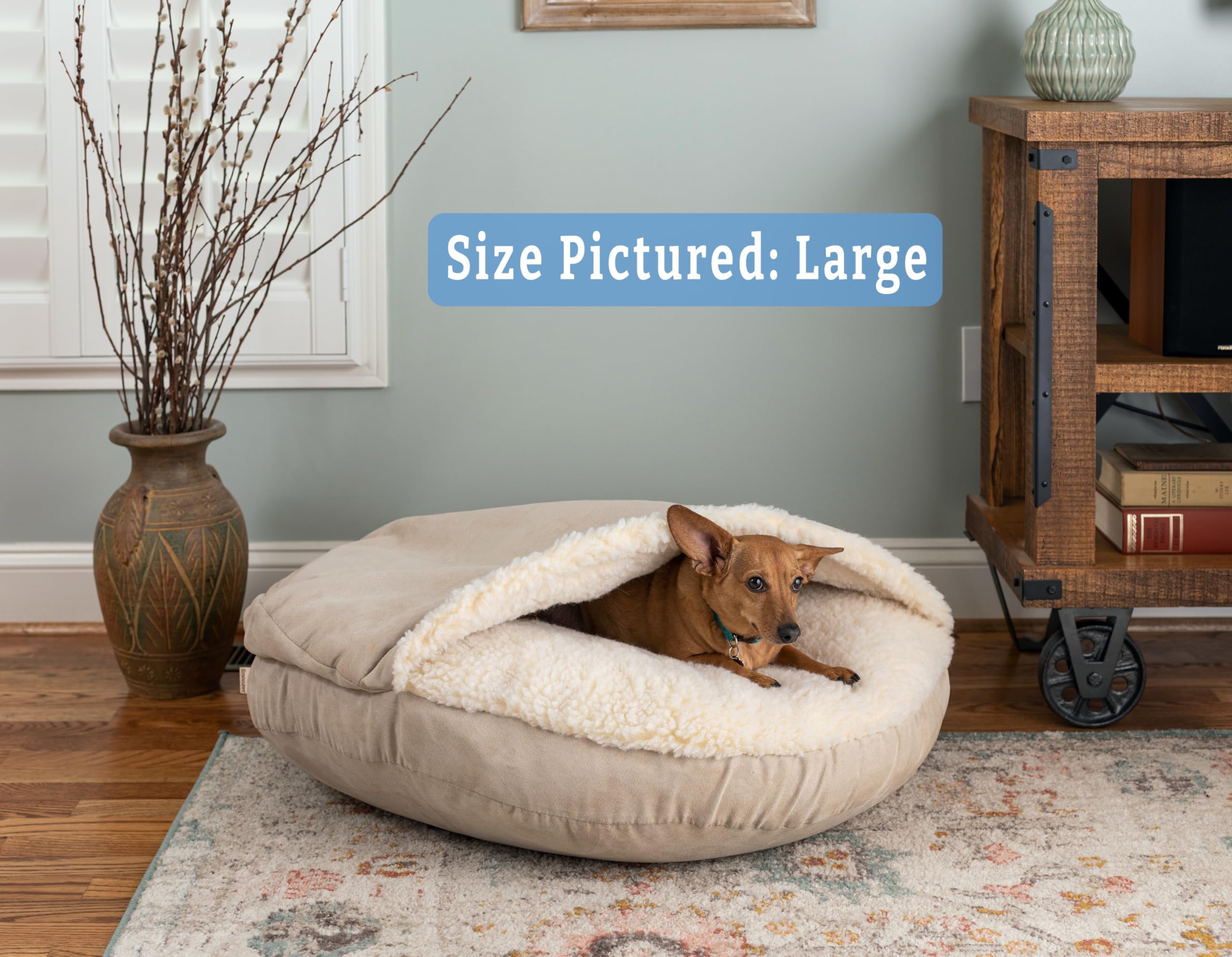 Snoozer Luxury Microsuede Cozy Cave Pet Bed, Small, Buckskin