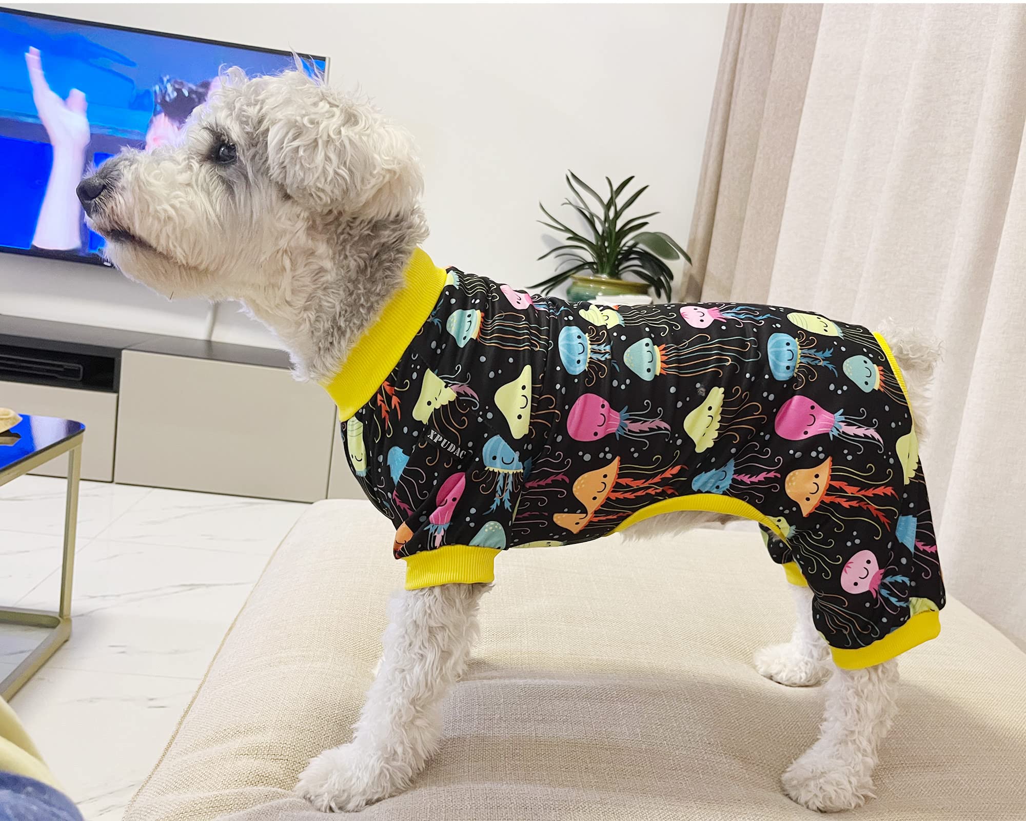 Xpudac Dog Pajamas Clothes For Small Dogs Boy Girl, Dog Pjs Puppy Onesies Outfits Pet Clothes For Dog Cat Christmas Pajamas, 4 Styles(Animal, Large)