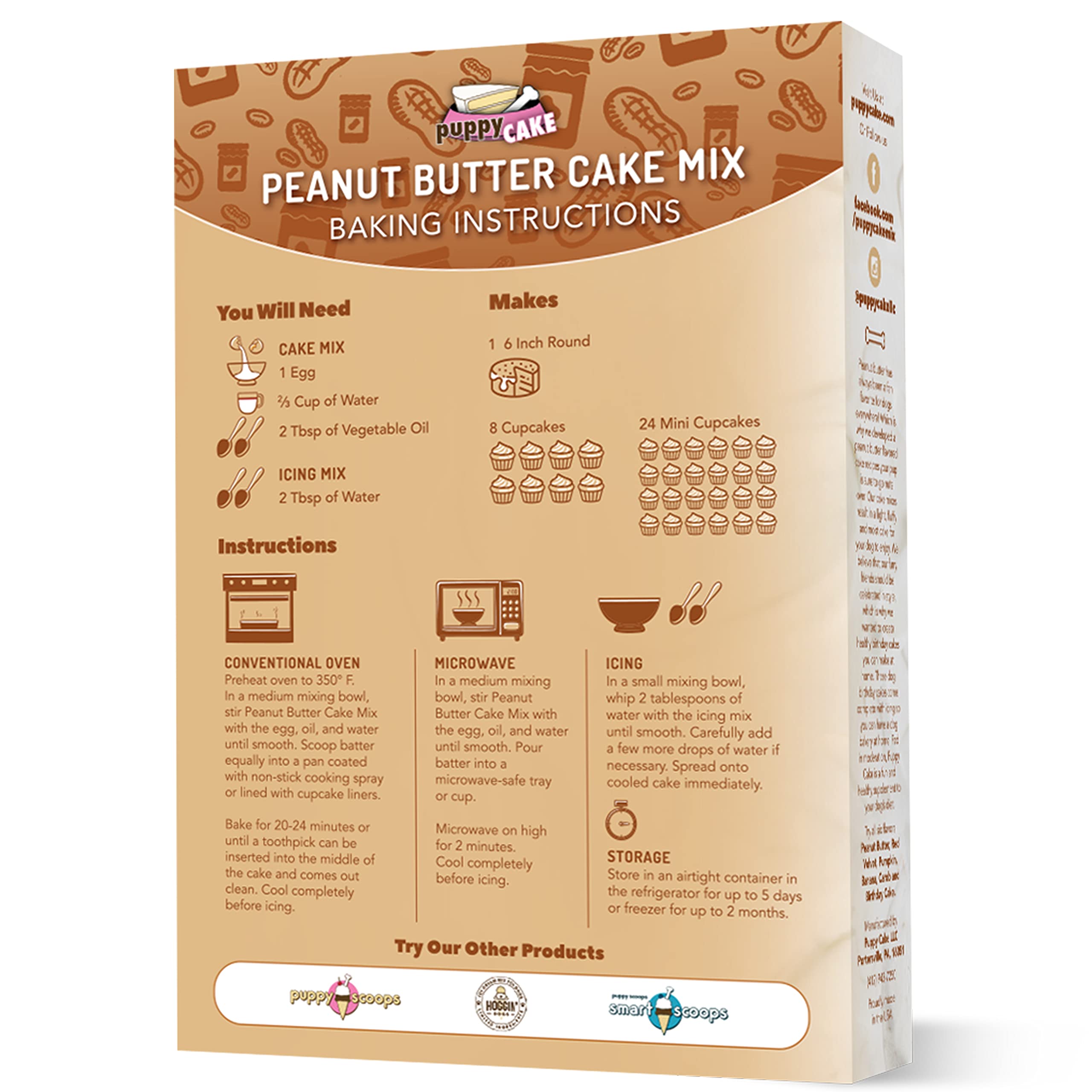 Puppy Cake Dog Birthday Cake Mix 6 Flavors - Cake Mix for Dogs, Icing Mix, Bake or Microwave, Made in USA, All Natural Fluffy &