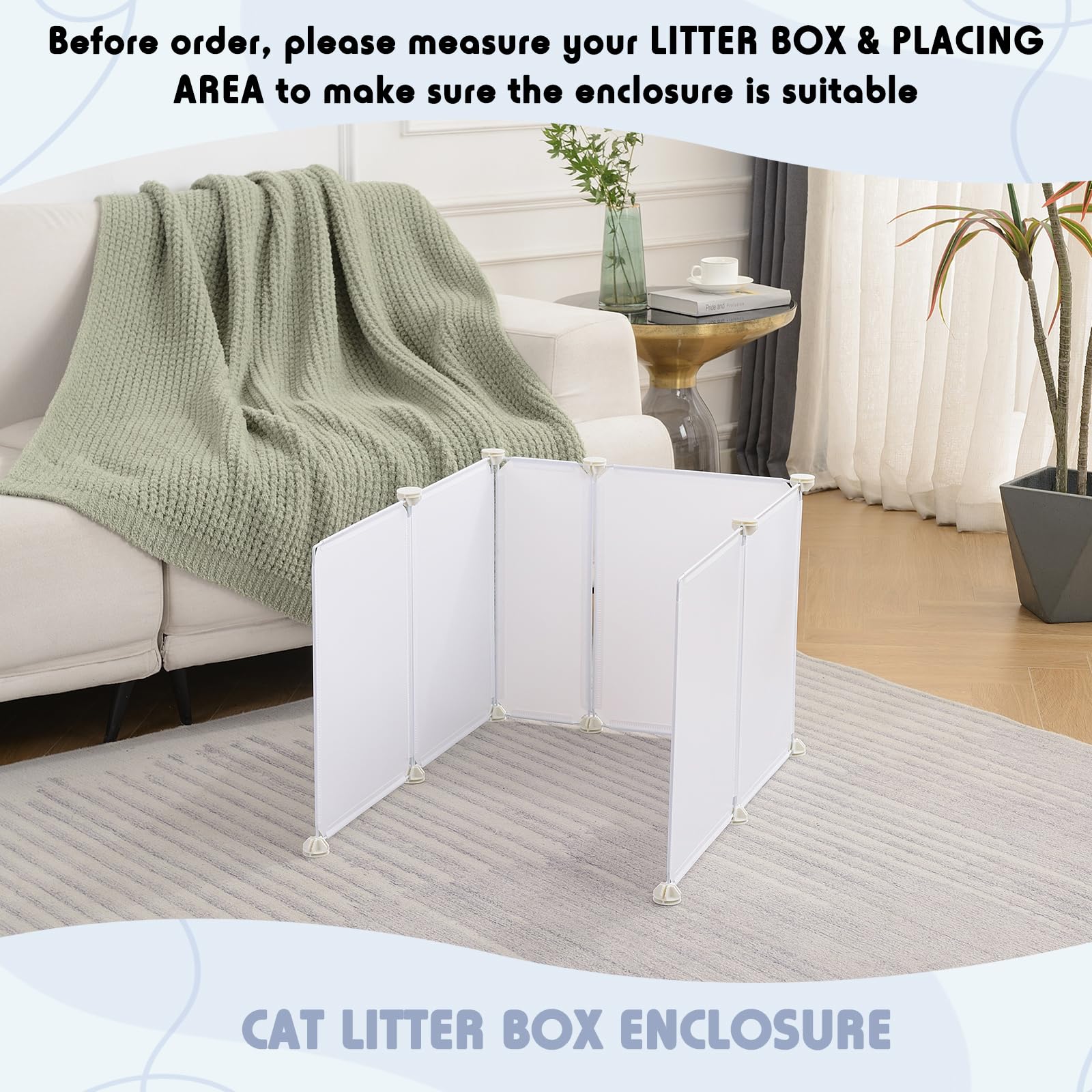 Meexpaws Extra Large Cat Litter Box Enclosure Splash Guard L27?20?17 In| Easy Clean (1 Set)