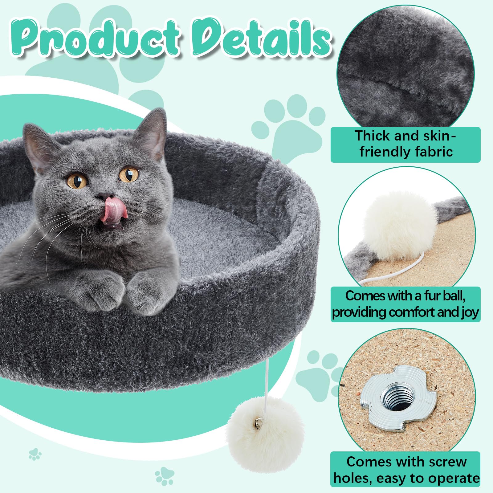 Dansydaisy 2 Pieces 13.5'' Cat Tree Replacement Parts Accessories Round Kitten Tree Tower Top Perch Bed Platform Cushion M10 Cat