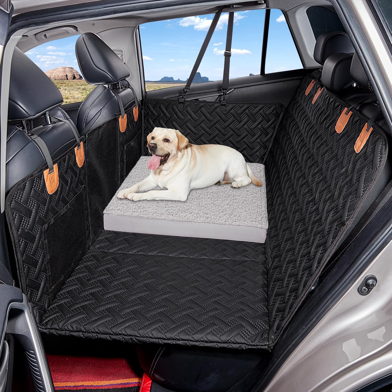 Maxfut Dog Bed For Car Back Seat Extender,Waterproof Large Dog Mat For Seat Cover Back Seat,Washable Pet Bed For Car Hammock(Gra