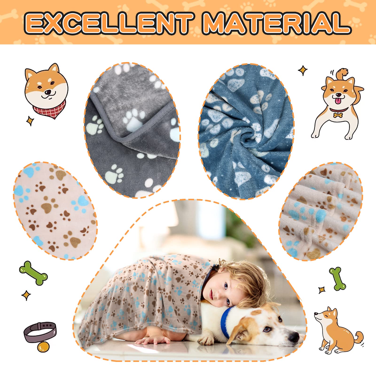 1 Pack 3 Blankets For Dogs, Dog Blankets For Large Dogs, Medium Dog Blanket Super Soft Fluffy Premium Fleece Pet Blanket Flannel