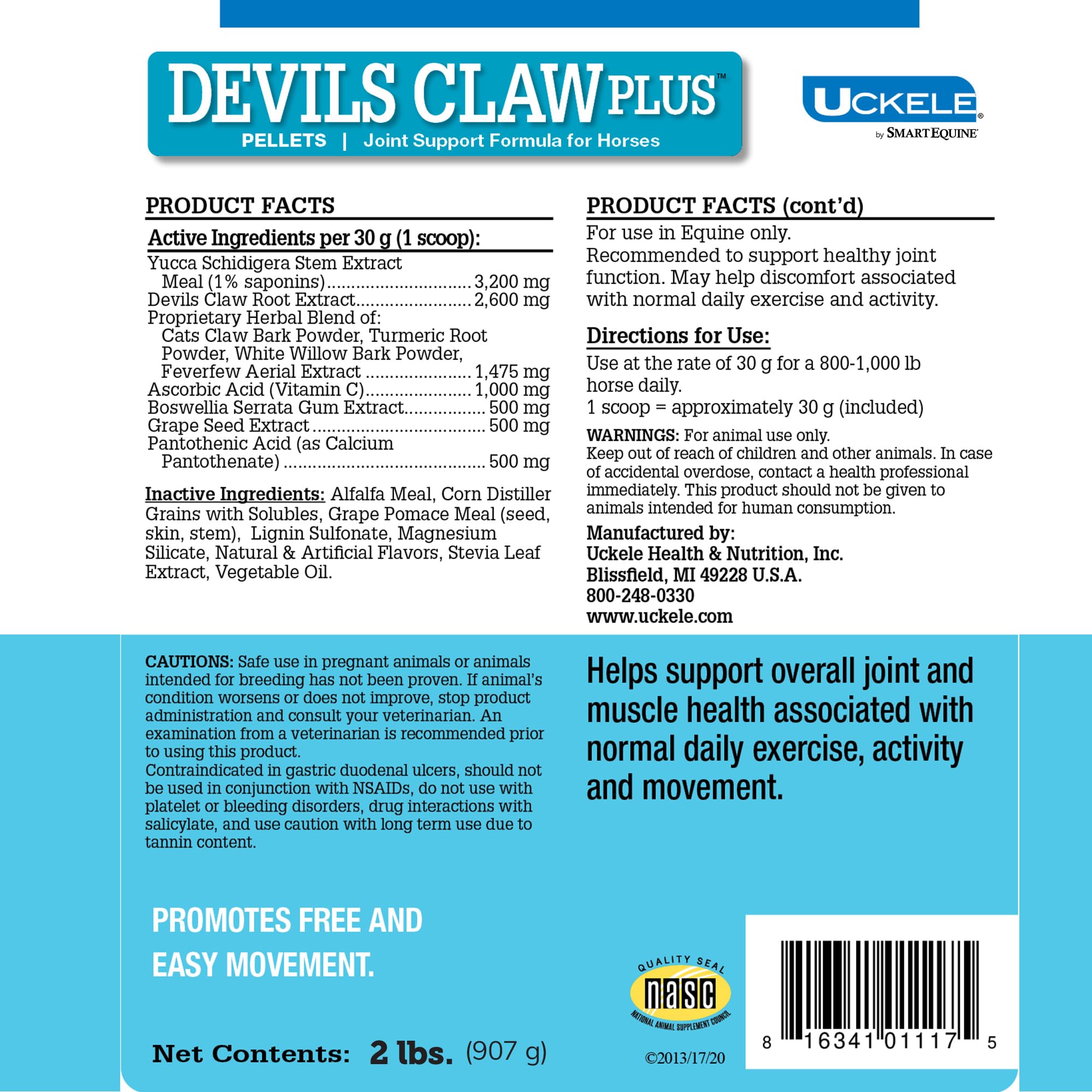 Uckele by SmartEquine | Devils Claw Plus Granular | Horse Joint Supplement with Yucca for Horses | Supports Joint Strength, Com