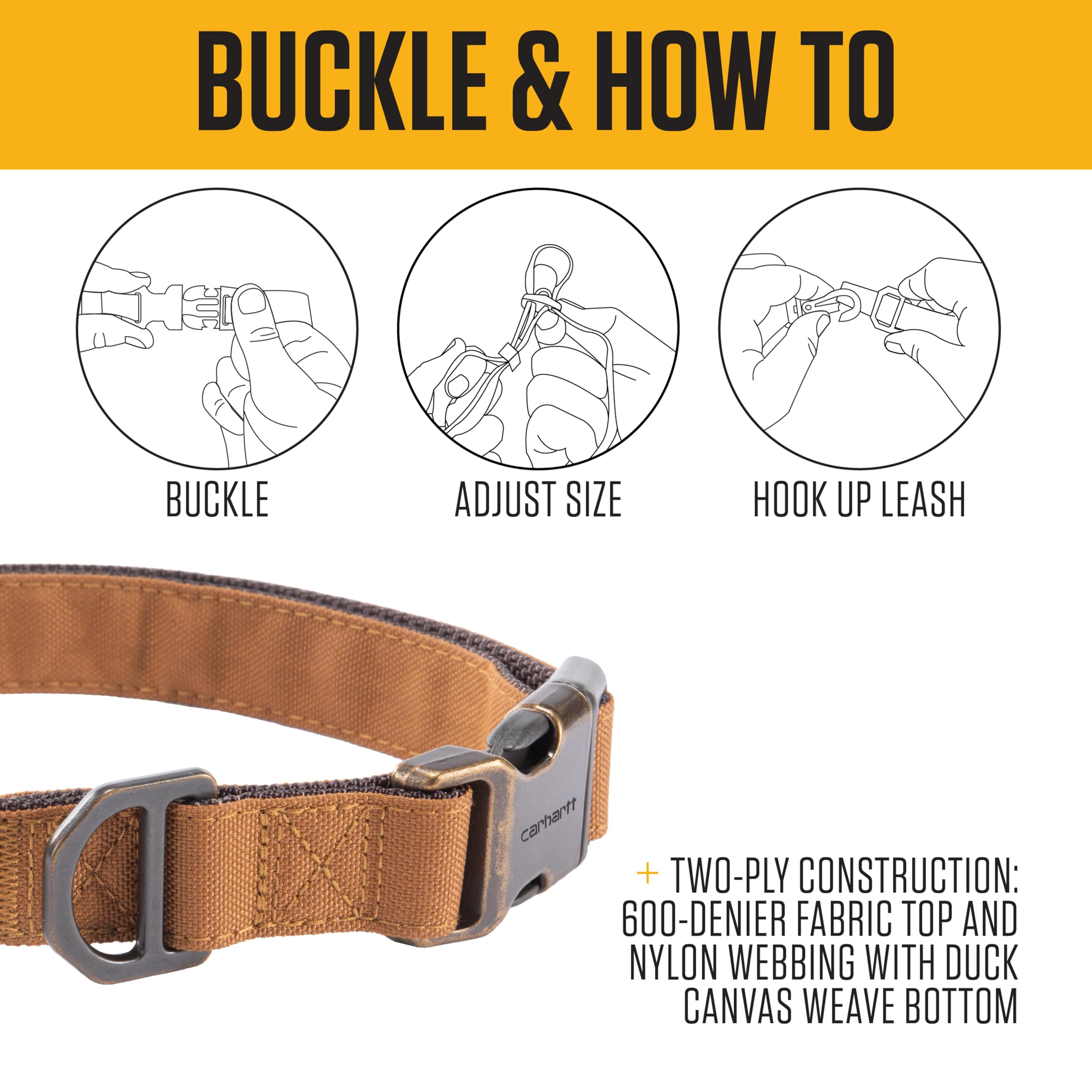Carhartt Field Dog Collar, Fully Adjustable, Durable 600-Denier Fabric W/Reflective Wordmark for Visibility, Marine Blue, Large