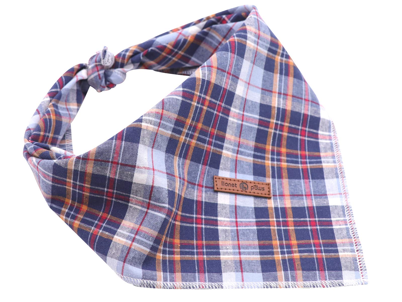 Lionet Paws Dog Bandana Washable Cotton Handkerchief Scarf Triangle Bandana for Small Medium Large Dogs DarkBlue