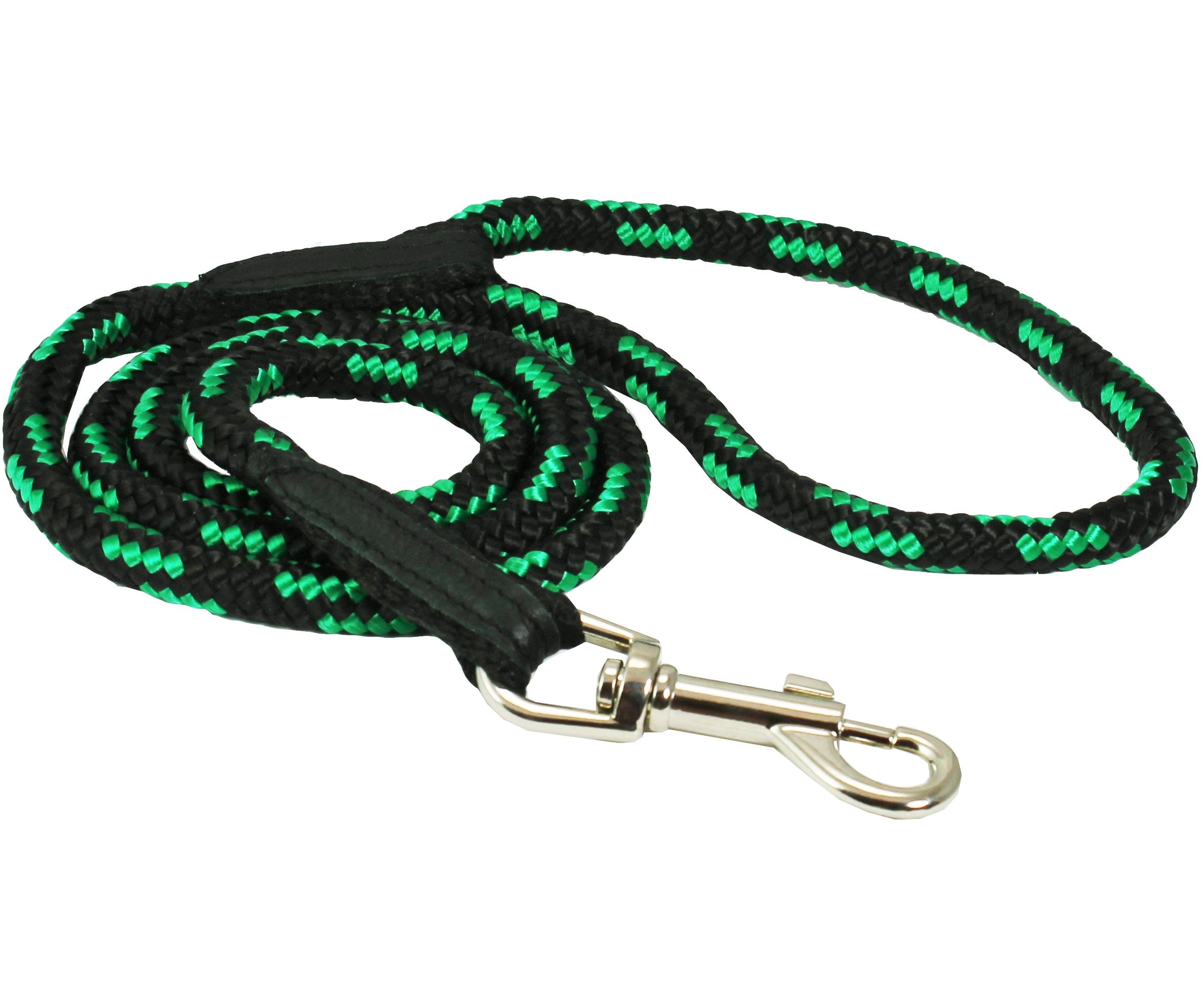 Dogs My Love Dog Rope Leash 4Ft Long (Medium: 4Ft Long; 3/8' Diam (10Mm), Green/Black)