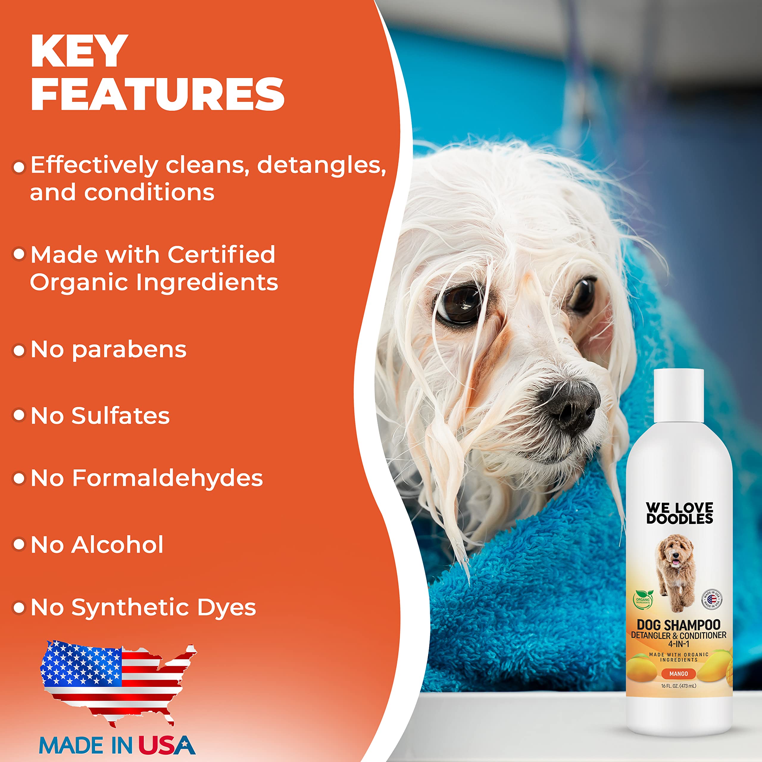 Dog Shampoo and Conditioner & Detangler - Best Goldendoodles, Poodles & Doodle Shampoo for Smelly Dogs - Sensitive Skin Puppy Sh