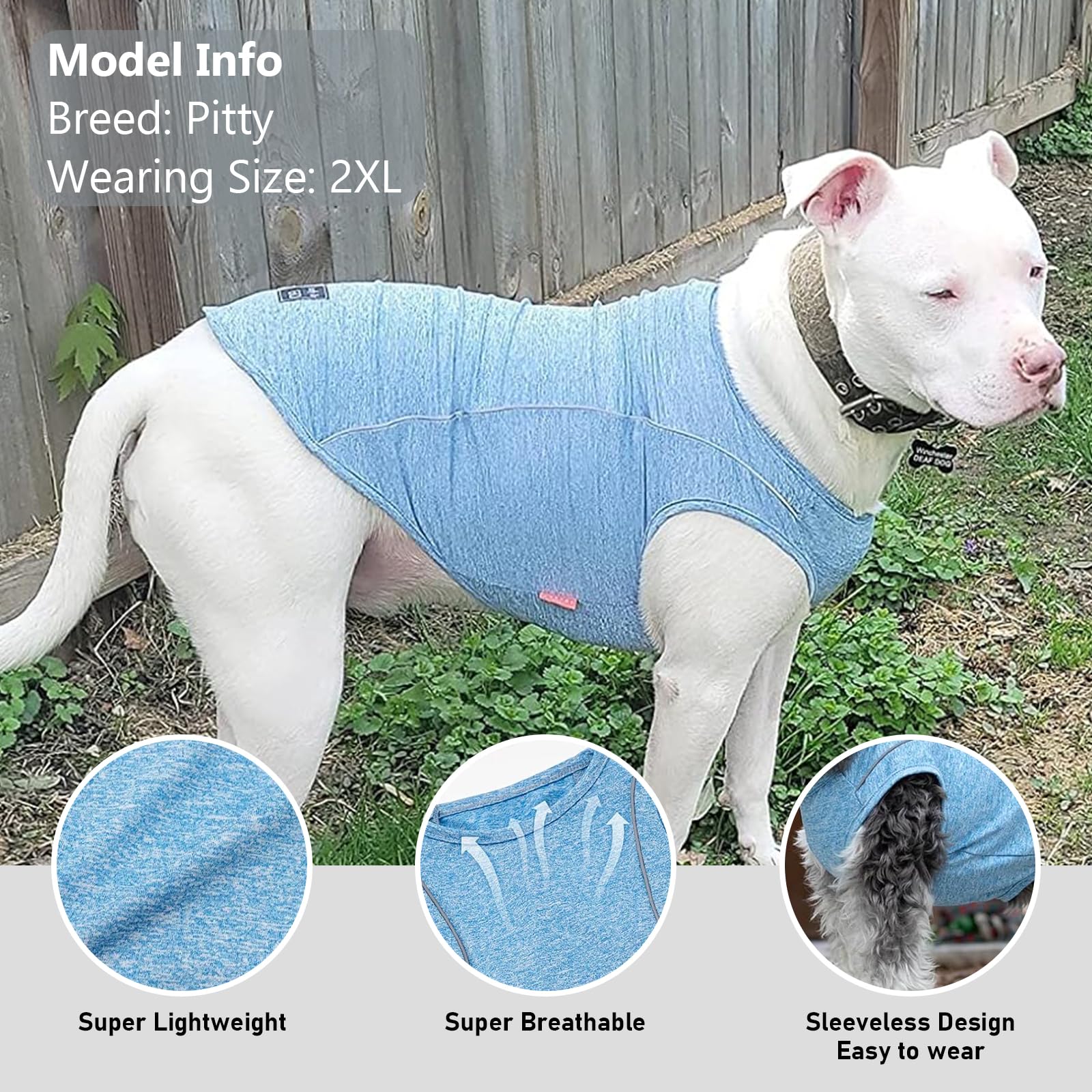 KYEESE 2Pack Dog Shirt with Reflective Stripe Athletic Tank Top Pet T Shirt Breathable Stretchy Sleeveless Dog Vest,Grey+Blue,XL