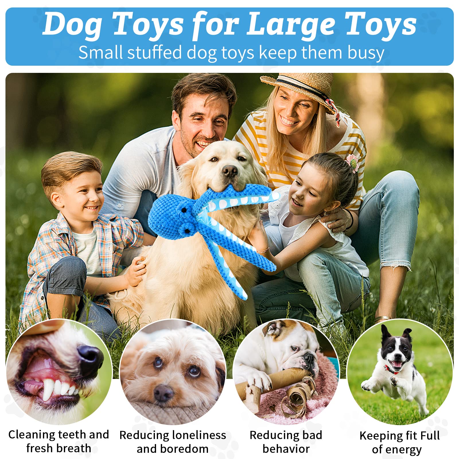 Jeefome Dog Toys For Large Dogs:Squeaky Interactive Dog Toys With Soft Fabric For All Breed Sizes- Puppy Toys To Keep Them Busy