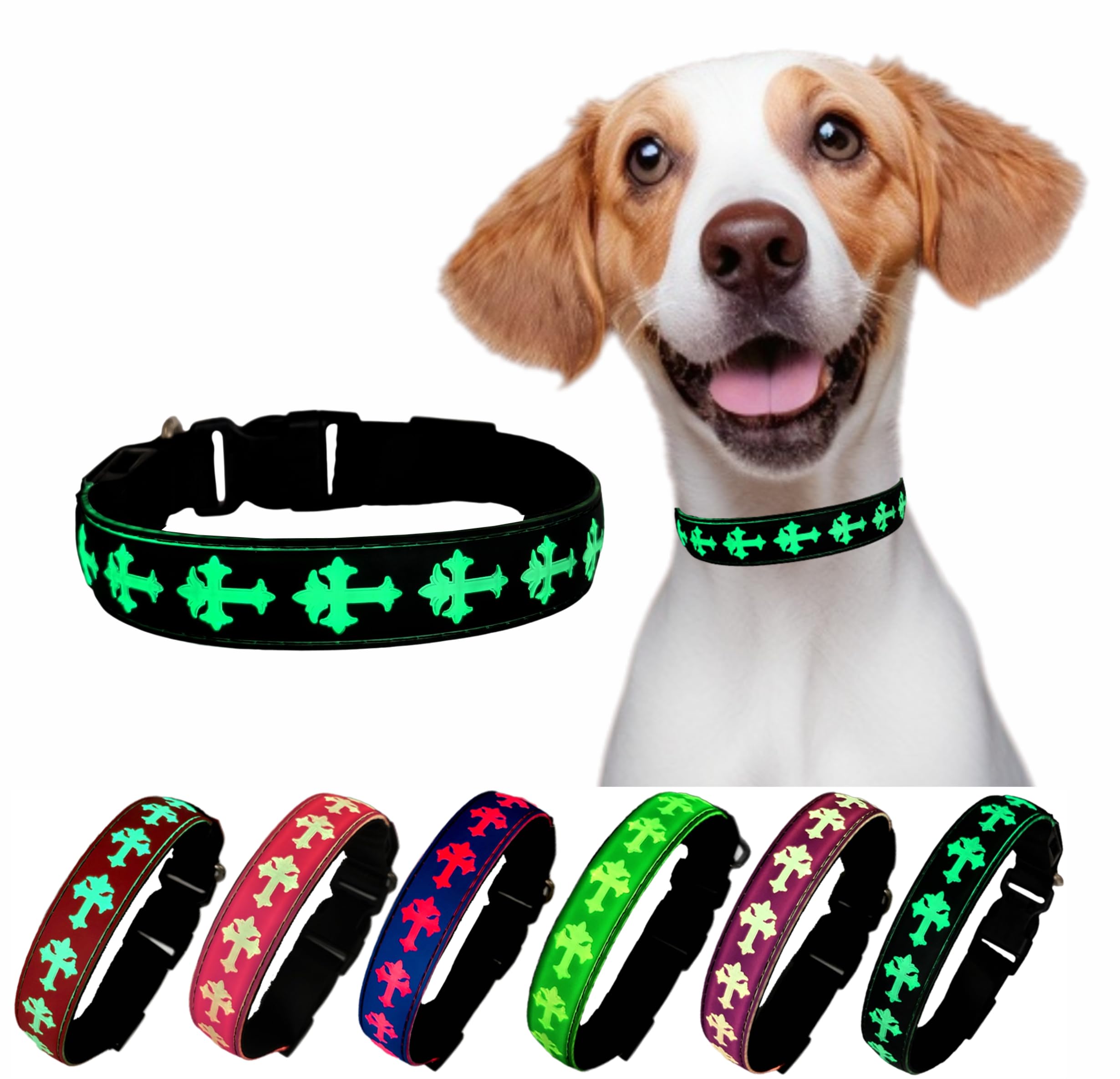 Dogled Usb-C Led Light Up Dog Collar, 3D Design Comfortable And Soft Material,Multicolored Lighting,Night Dog Collar (Cr-Black, 