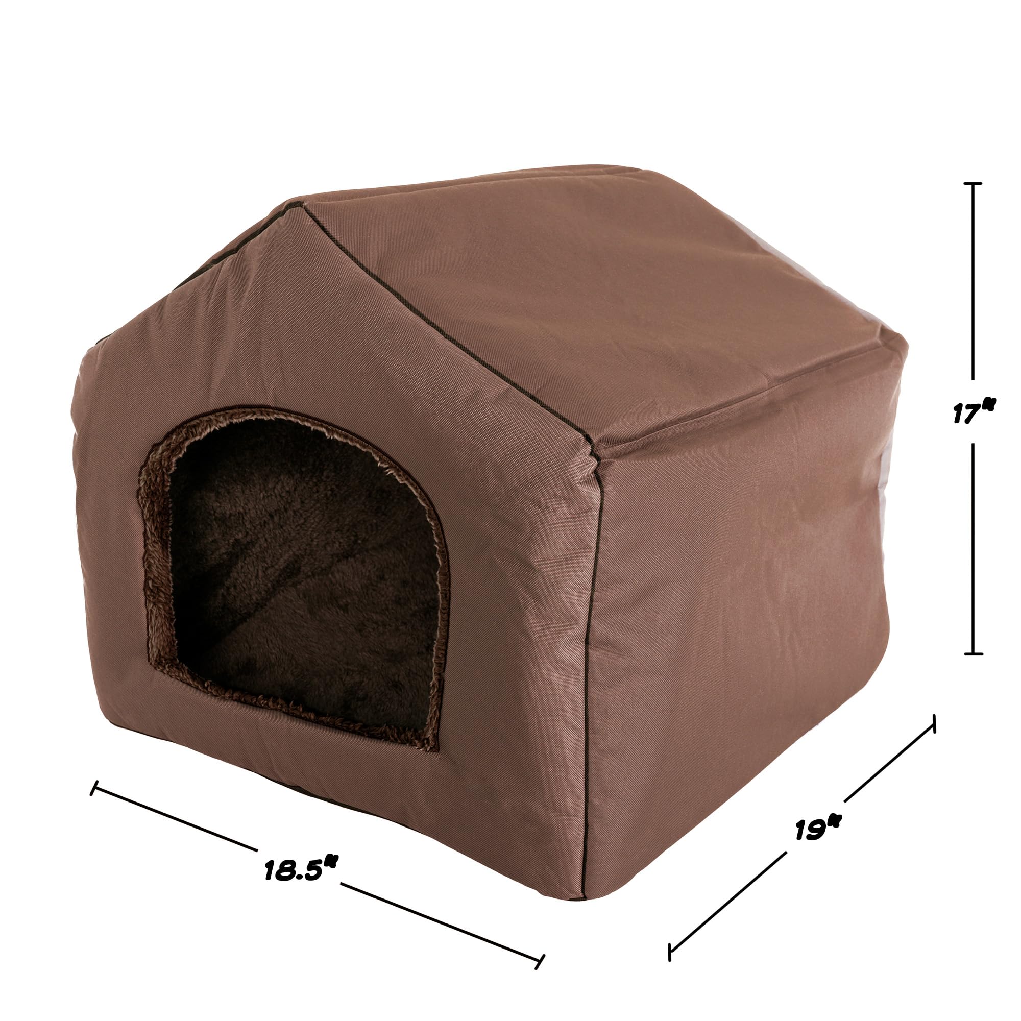 Dog House - Indoor Dog House With Removable Sherpa Cushioned Pad - Pet Bed For Small Dogs, Cats, Or Kittens - Dog Houses By Petmaker (Brown)