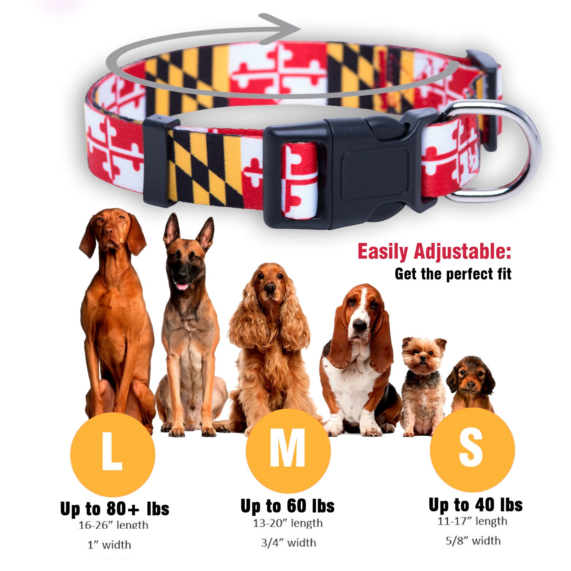 Native Pup Maryland Flag Dog Collar (Maryland, Medium)