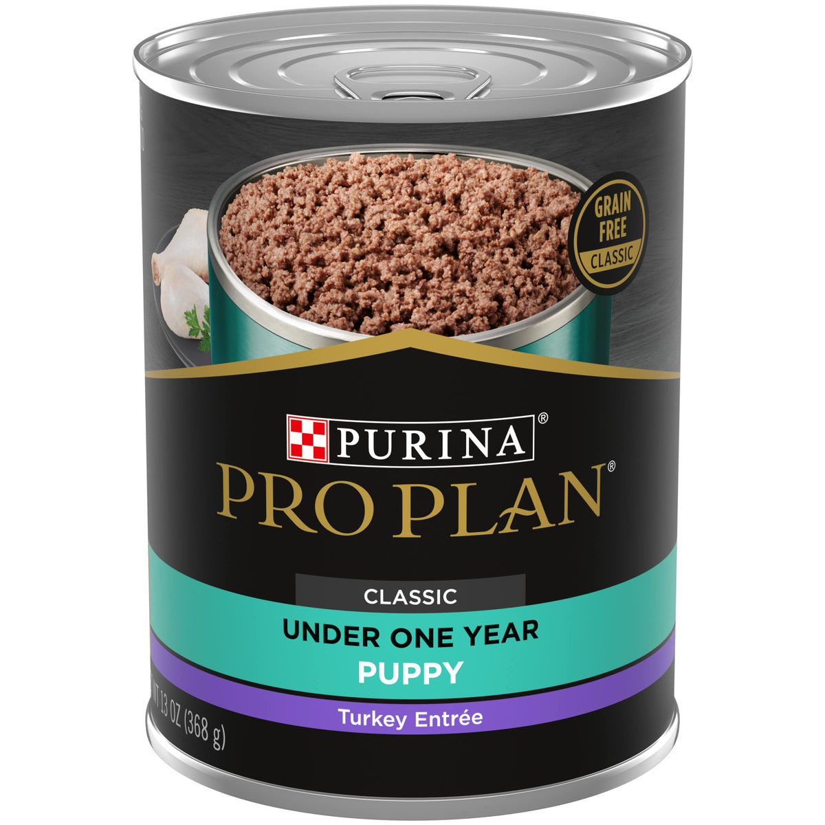 Purina Pro Plan High Protein Puppy Food Wet, Classic Turkey Entree - (12) 13 Oz. Cans
