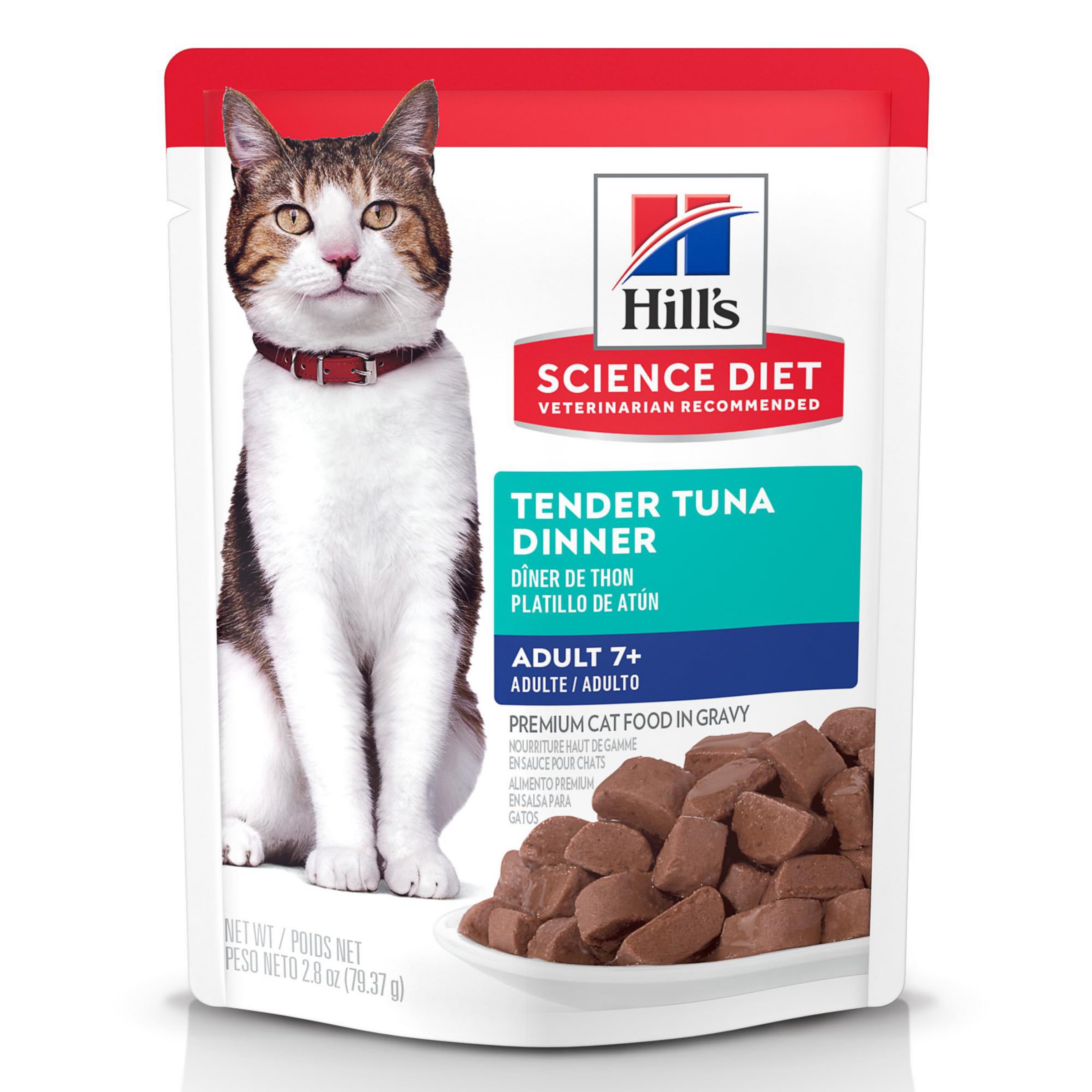 Hills Science Diet Adult 7+, Senior Adult 7+ Premium Nutrition, Wet Cat Food, Tuna Stew, 2.8 oz Pouch, Case of 24