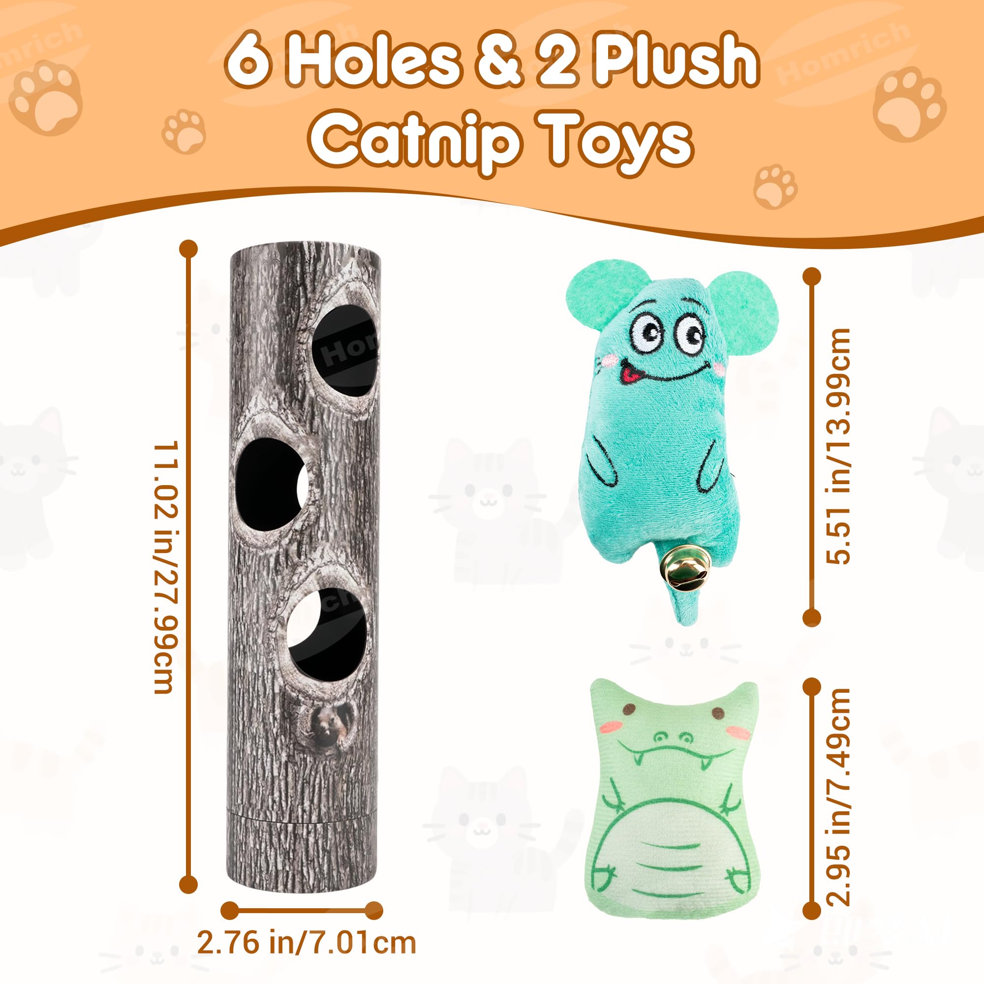Homrich Interactive Cat Puzzle Toys for Indoor Cats, Hide Seek Funny Cat Toys with Plush Catnip Toys, Self Play Fun for Kitten A