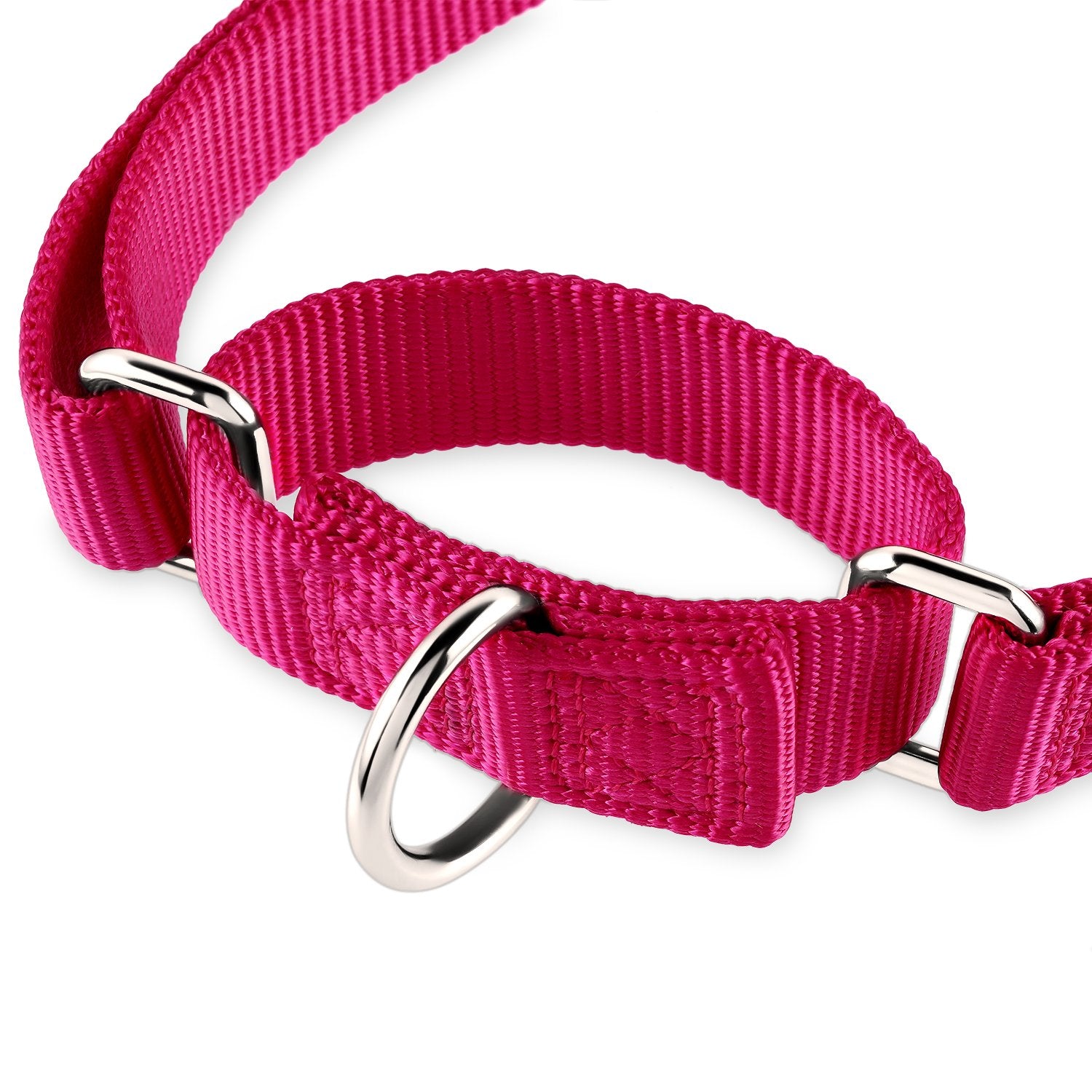 Hyhug Premium Anti-Escape Strong Extended Martingale Large Boy And Girl Dog Collar - Walking Training Daily Use.(Large,Solid Color Rose Red Pink)