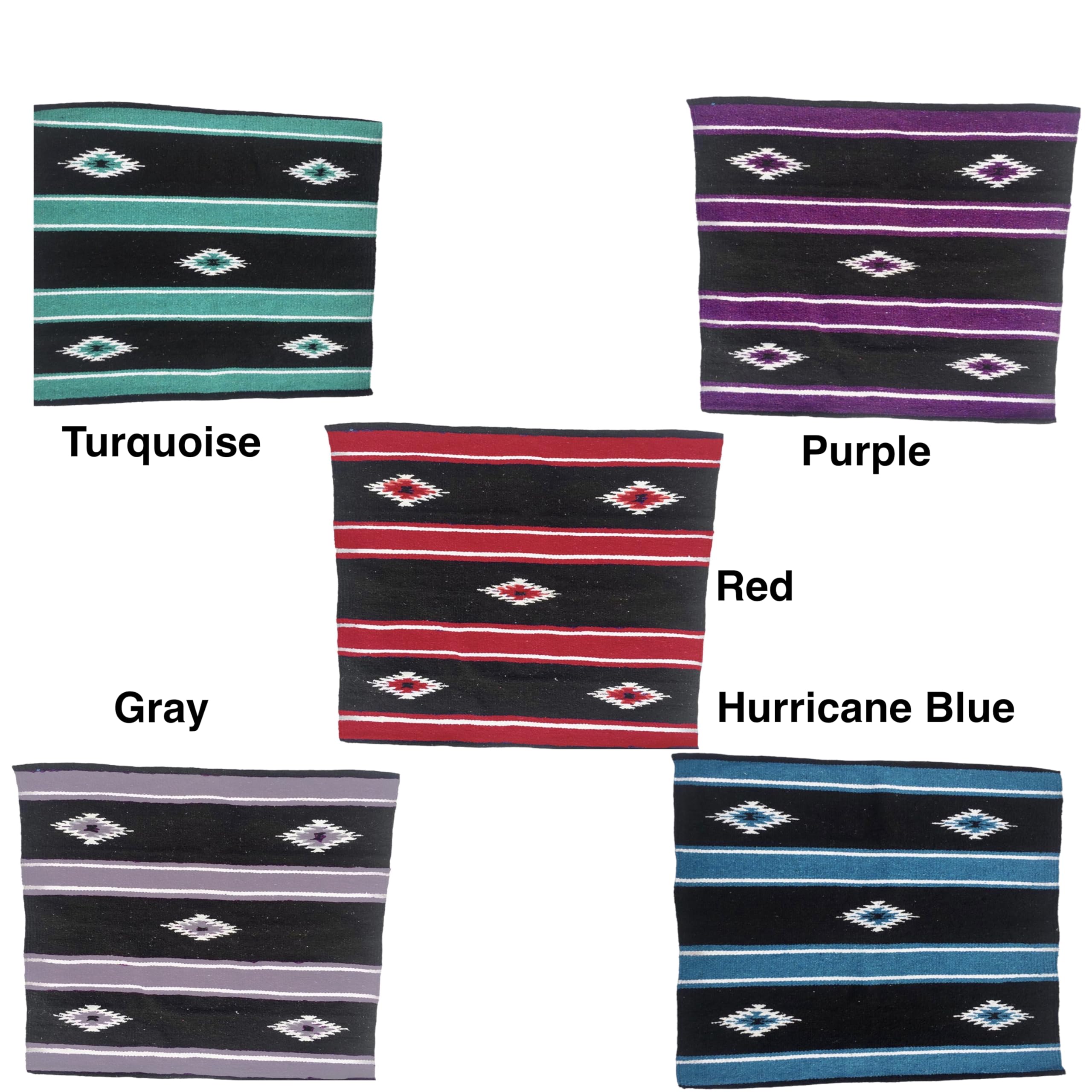 Majestic Ally 36''X 34'' Navajo Design Acrylic Saddle Blanket -2.4 Lbs (Hurricane Blue And Black)