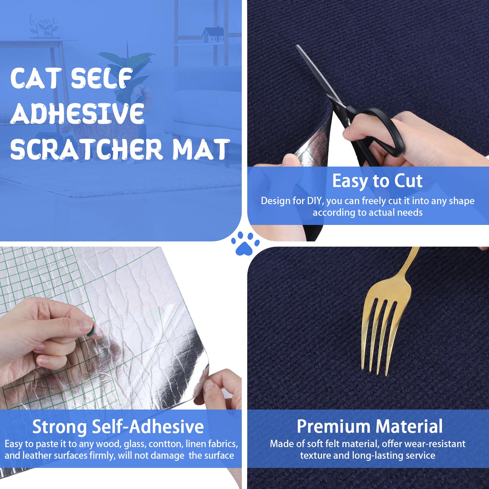 Climbing Cat Scratcher Mat Trimmable Cat Scratching Post Carpet 157.4X15.8 Self Adhesive Carpet Mat Pad Replacement For Cat Tree