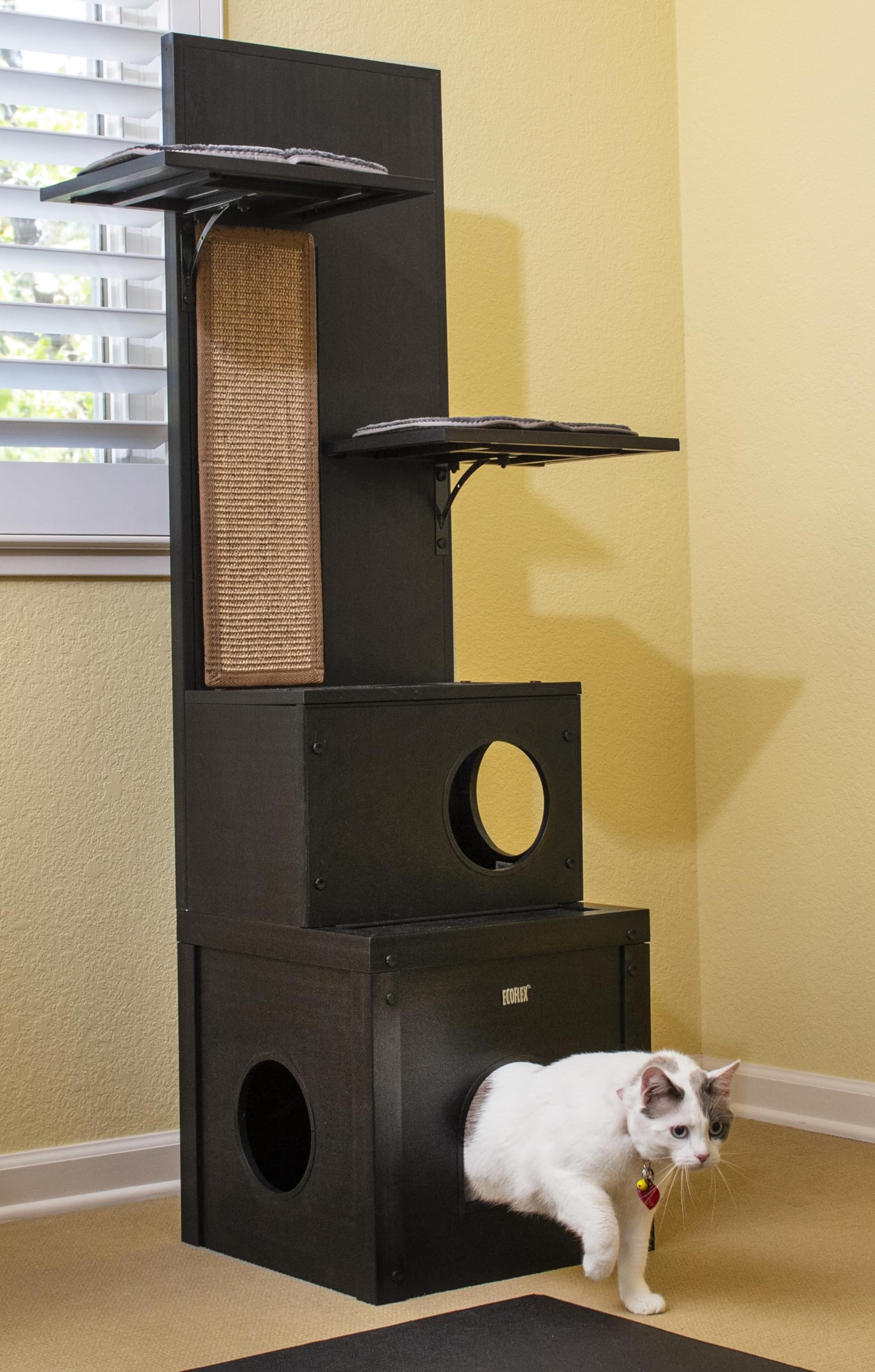 New Age Pet ECOFLEX Kitty Climber Cat Tree - Espresso Black - Moisture & Odor Resistant, Easy Assembly & Cleaning-10 Year Warran