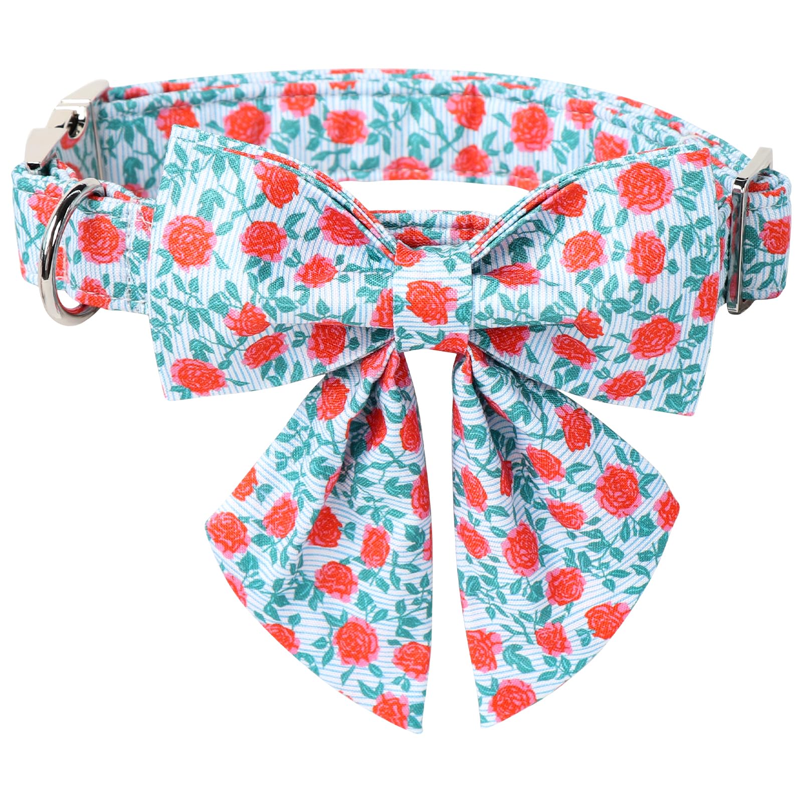Lionet Paws Design Dogs Collar Cute Flower Sailor Bow Dog Collars For Girl Female Medium Large Dogs With Rose L