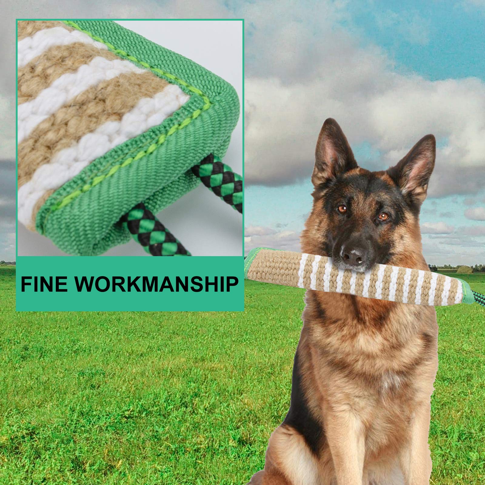 Dog Tug Toy, Dog Bite Jute Pillow Pull Toy With 2 Strong Handles, Perfect For Tug Of War, Puppy Training Interactive Play, Durable Bite Training Toys For Medium To Large Dogs (Green)