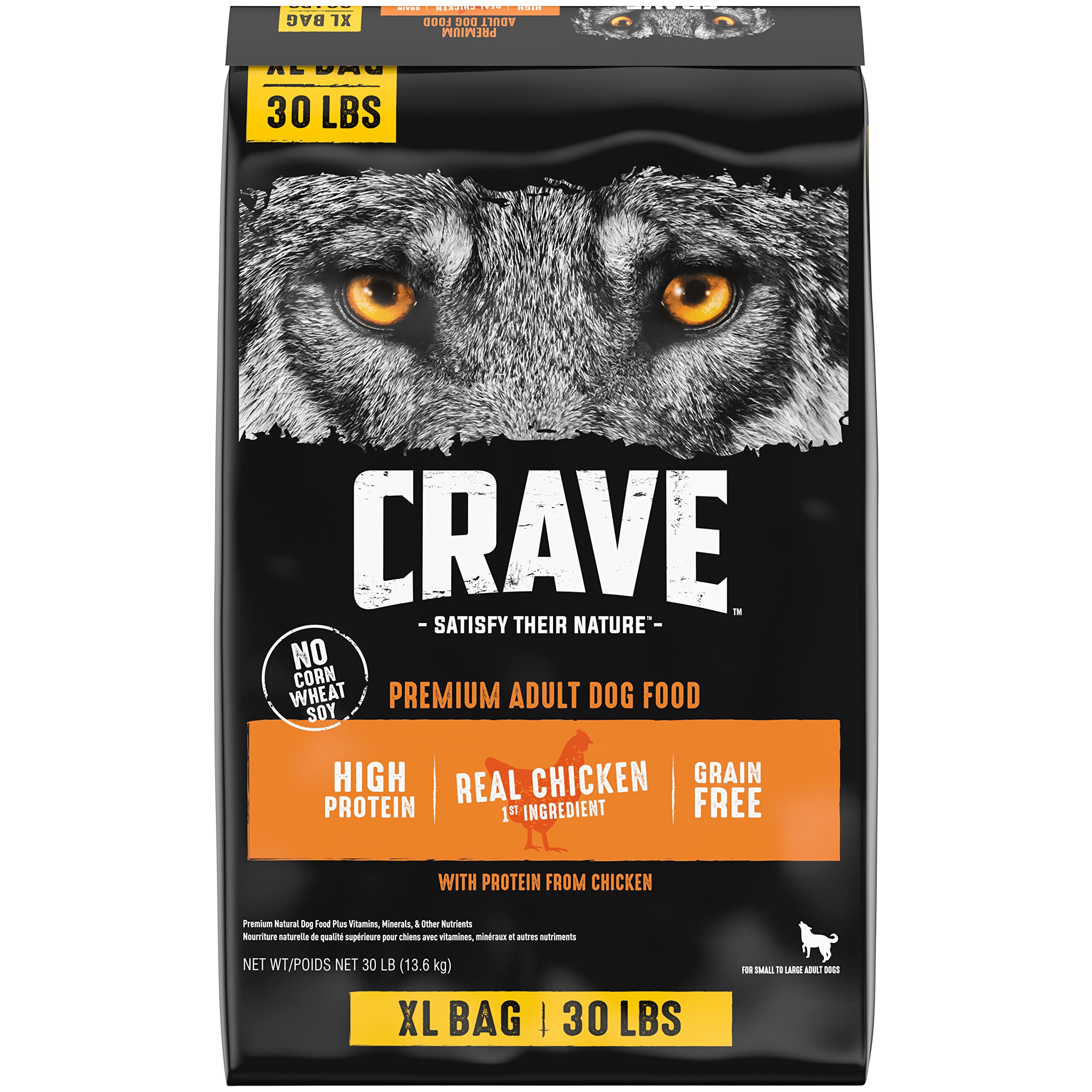 CRAVE Grain Free High Protein Adult Dry Dog Food, Chicken, 30 lb. Bag