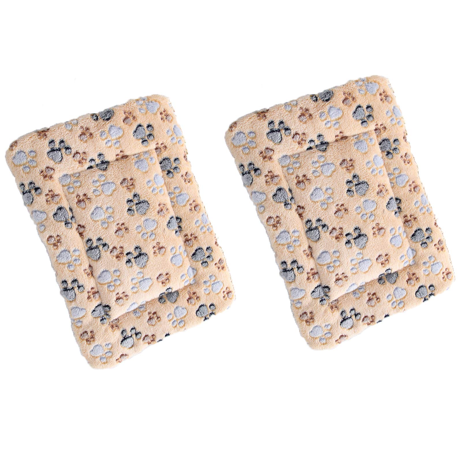 2 Pcs Pet Bed Mats. Ultra Soft Pet (Dog/Cat) Bed With Cute Prints. Reversible Faux Lambswool Kennel Pad For Medium Small Dogs And Cats. Machine Washable Pet Bed.
