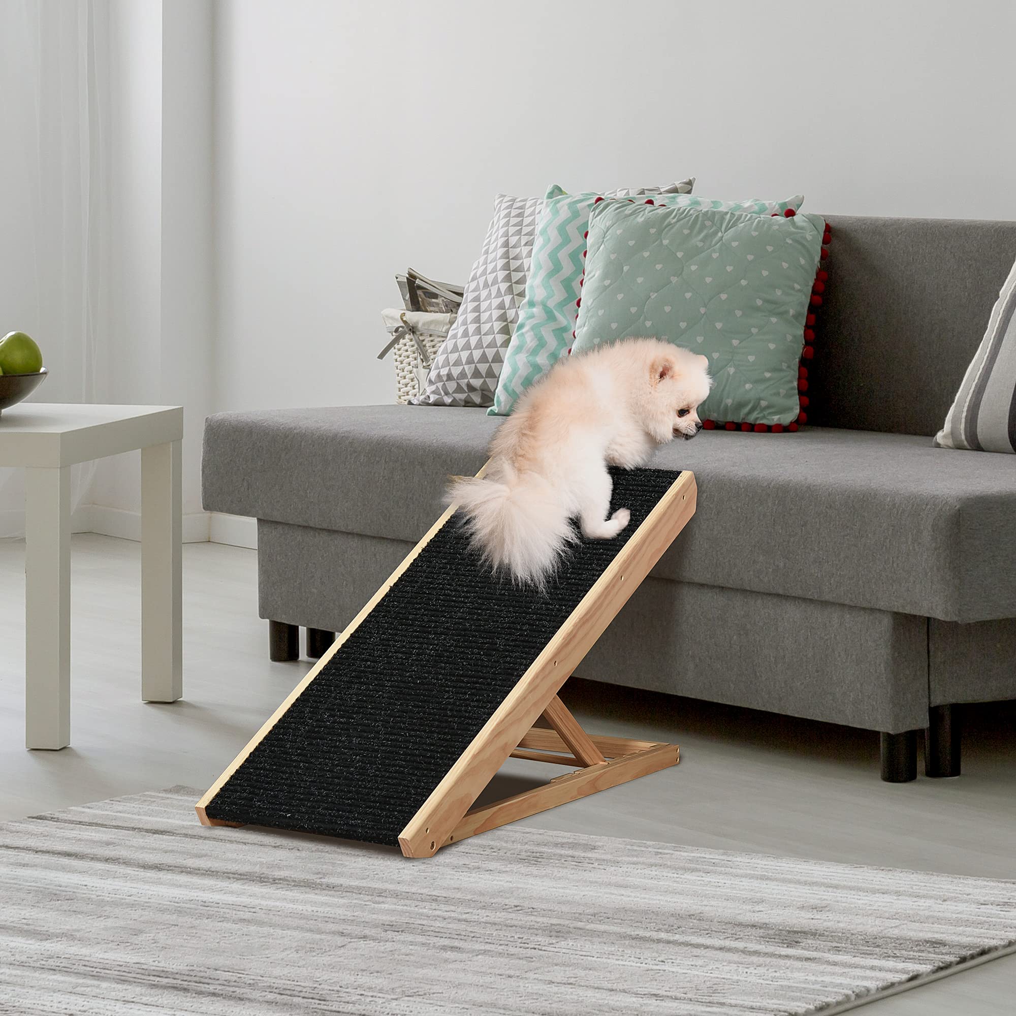 Pawhut Dog Ramp, Dog Ladder Ramp For Cats And Pets Up To 75 Kg Foldable Non-Slip And Adjustable