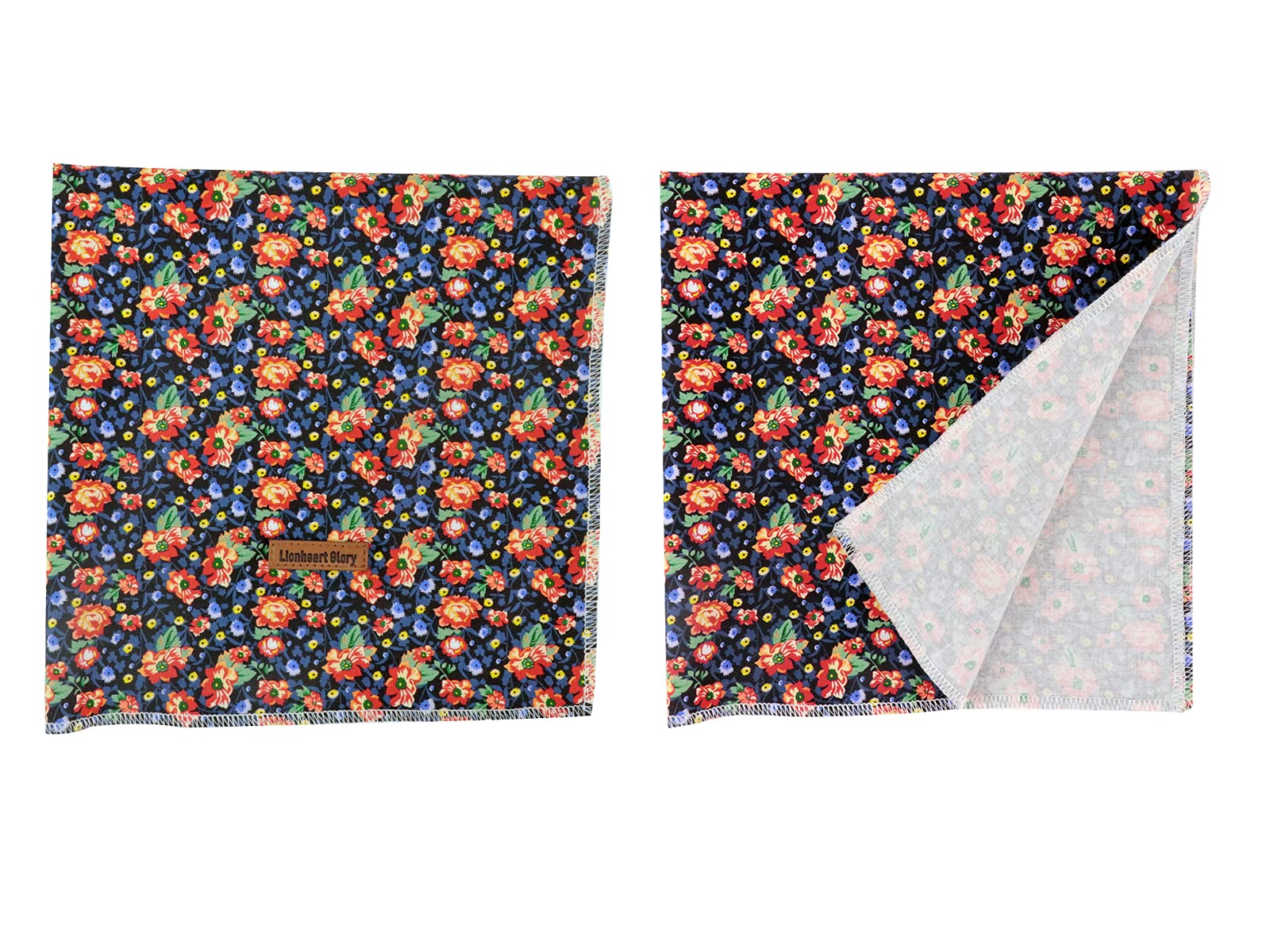 Lionheart Glory Dog Bandana 1 Pack Washable Soft Cotton Floral Print Bibs Scarf, Adjustable Kerchief Square Dog Bandanas For Sma