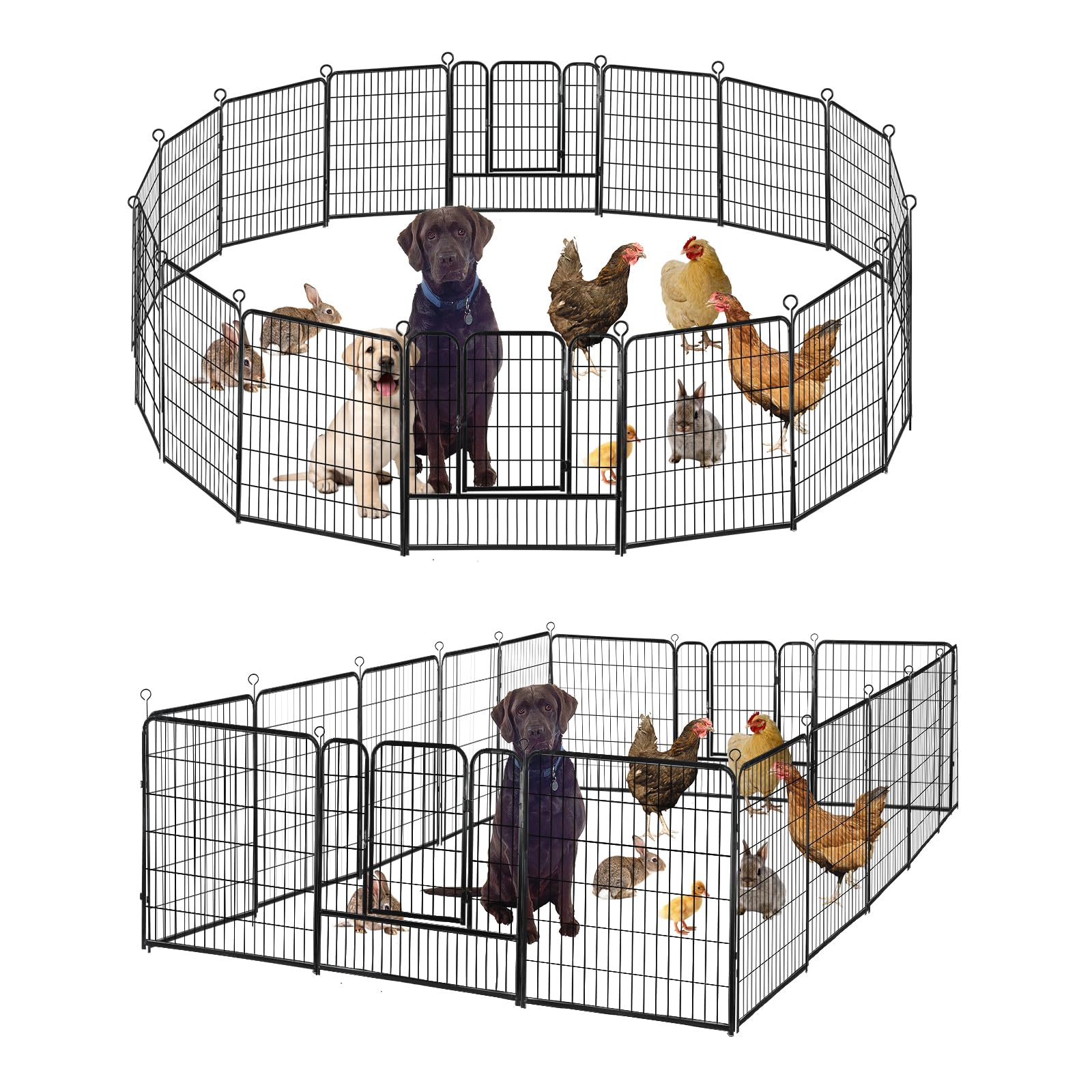 Confote Foldable Metal Dog Playpen Outdoor, 16 Panels 40 Inches Height Exercise Pen Indoor Pet Fence Barrier Kennel For Small/Me