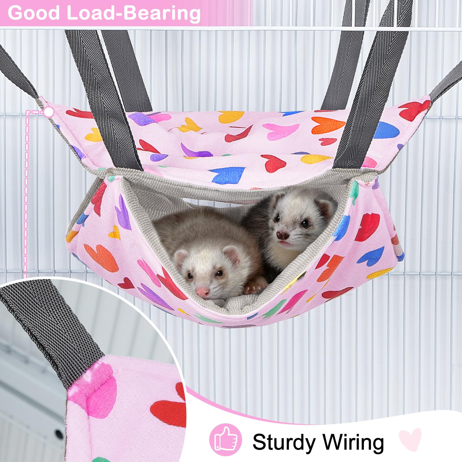Glittme Ferret Hammock 4 Pack Ferret Cage Accessories Washable Rat Hammock Soft Guinea Pig Hammock For Ferrets, Rat, Sugar Glide