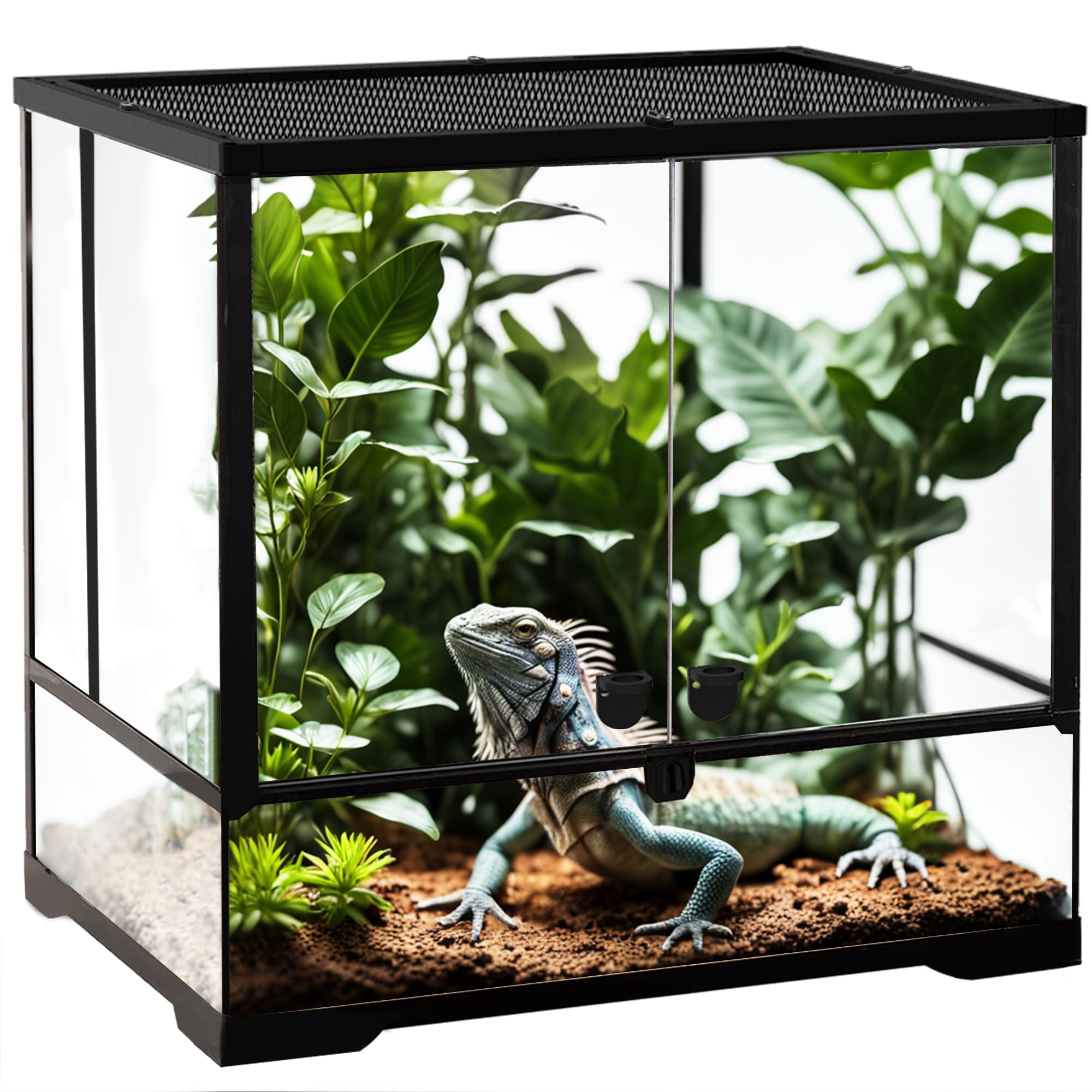 Neptonion 32 Gallon Professional Glass Terrarium 24''X18''X18'' Durable Reptile Habitat Tank With Heat Resistant Aluminum Alloy 