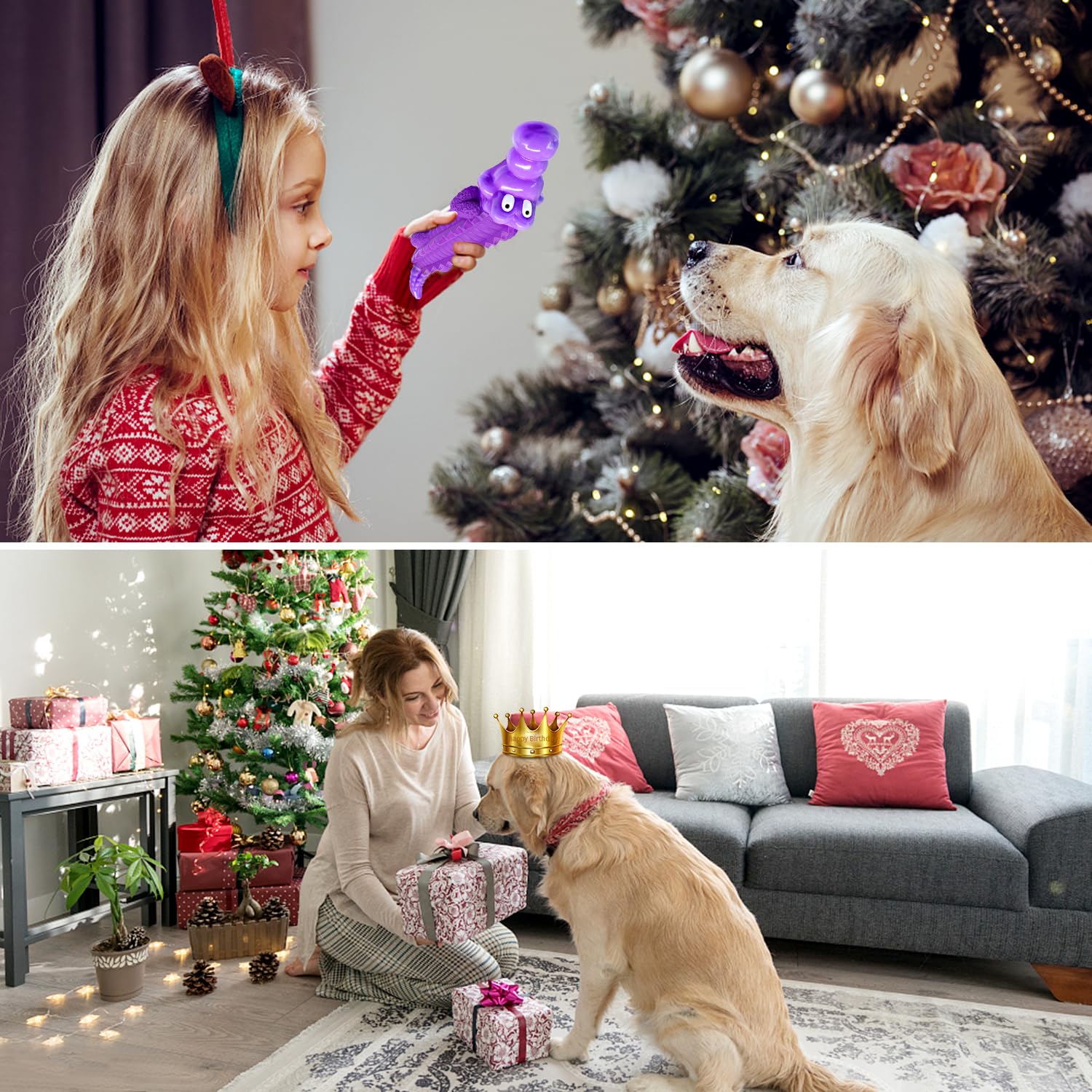 Fuufome Dog Chew Toys for Aggressive Chewers, Indestructible Tough Interactive Dog Toys for Small Medium Large Breed-Puppy Teeth