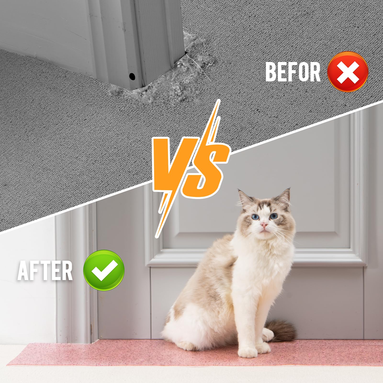 Uross Carpet Protector For Pets - Cat Carpet Protector For Doorway, Anti Scratch Under Door Cat Protector Mat, Easy To Cut Plast