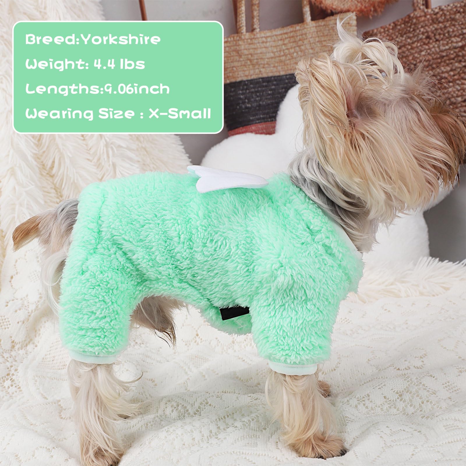 Kosiyi Dog Pajamas For Small Pets - Fleece Spring Christmas Sweater, Lightweight Velvet Outfit, Jumpsuit, Pjs, Cat Apparel, Ones