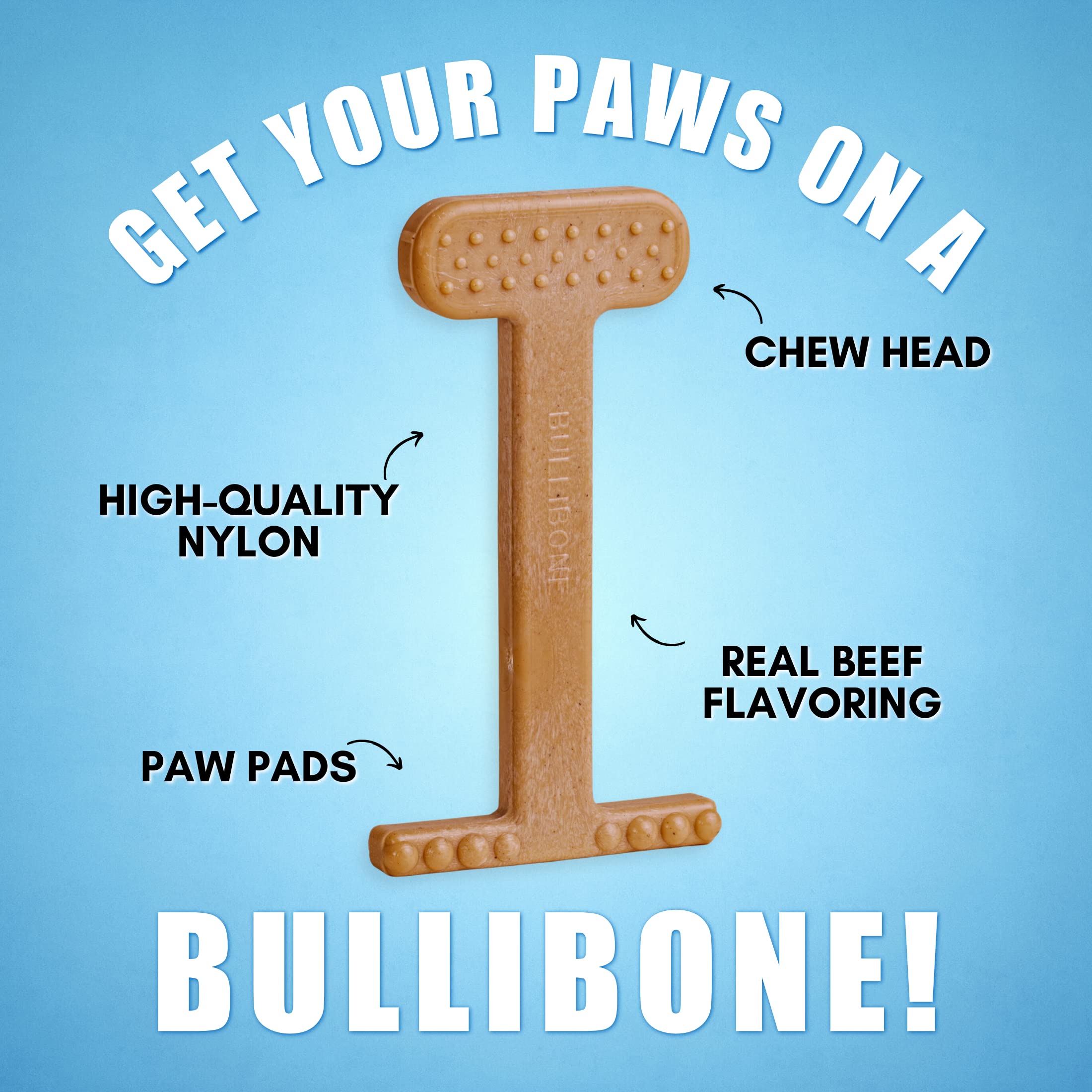 Bullibone Nylon Dog Chew Toy Nylon Bone - Improves Dental Hygiene, Easy To Grip Bottom, And Permeated With Flavor (Beef, Xl - 2