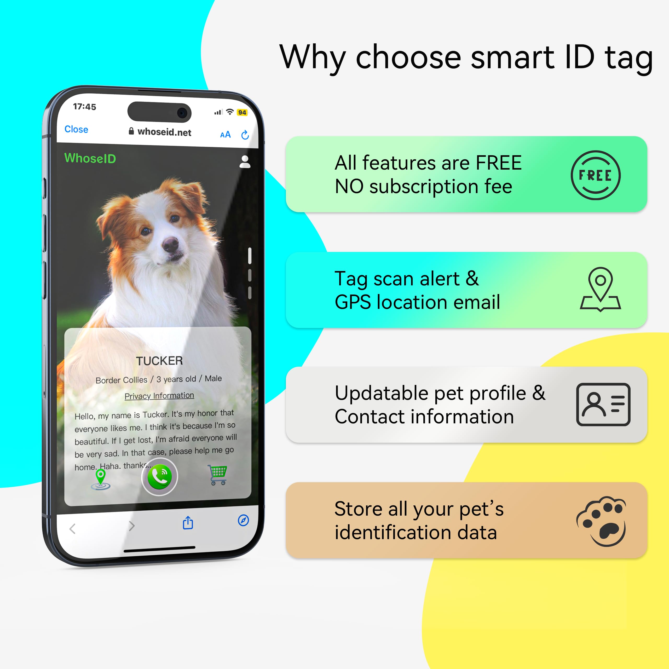 Whoseid Qr Code Dog Tag, Qr Code Pet Id Tag, Dog Id Tag, Waterproof Lightweight Silent Tag, Modifiable Free Pet Online Profile, Scan Qr Code Send Instant Pet Location Alert Email (Esa, Orange)